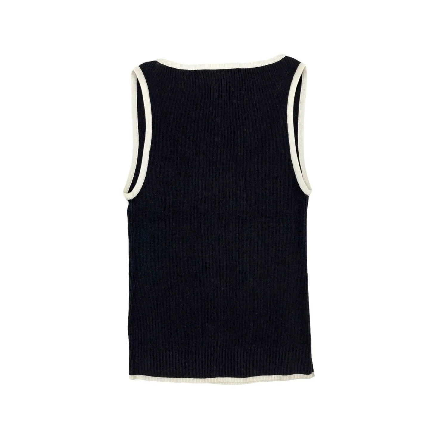 Chanel Ribbed Logo Button Tank Top - Image 2