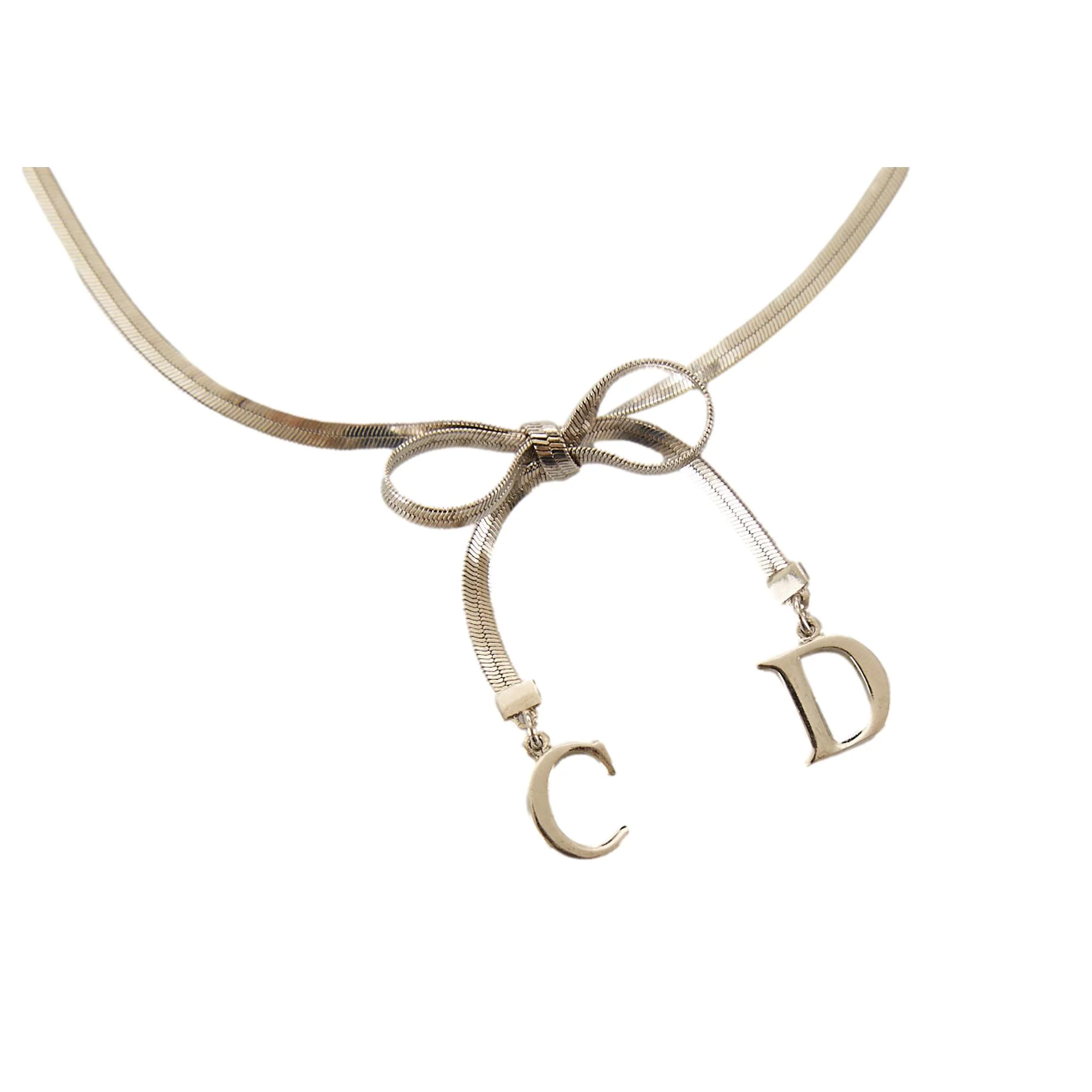 Dior Silver 'CD' Bow Choker - Image 2