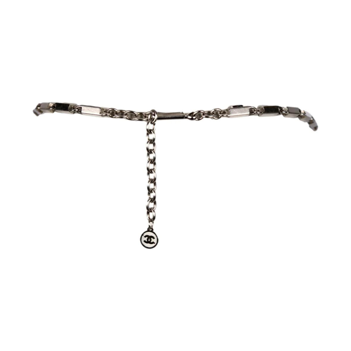 Chanel Silver Plate Logo Choker - Image 2