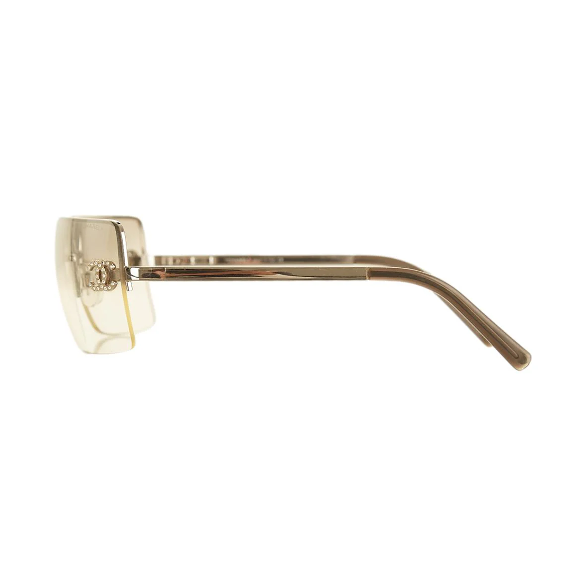 Chanel Silver Rhinestone Rimless Sunglasses - Image 3