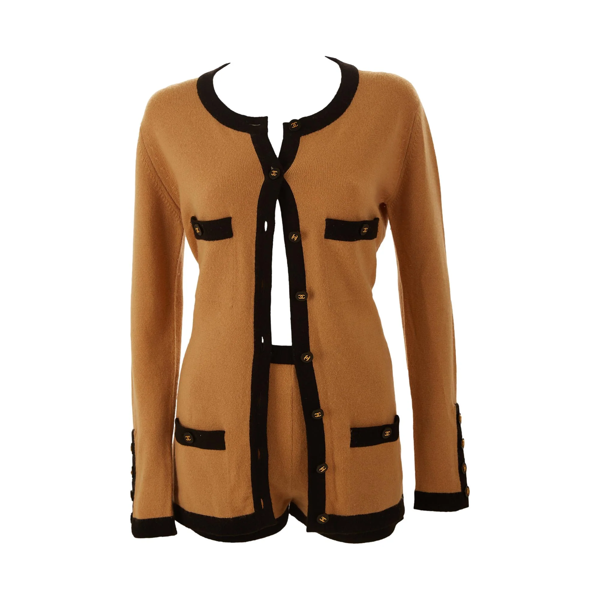 Chanel Tan Cashmere Cardigan Set