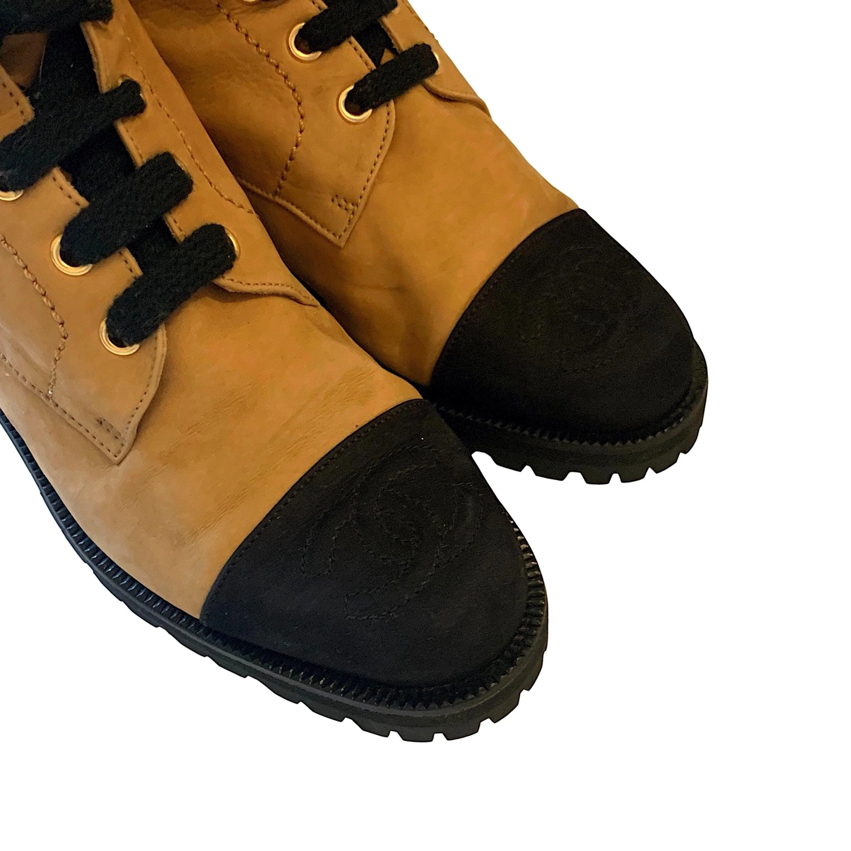 Chanel Tan Logo Toe Boots - Image 3