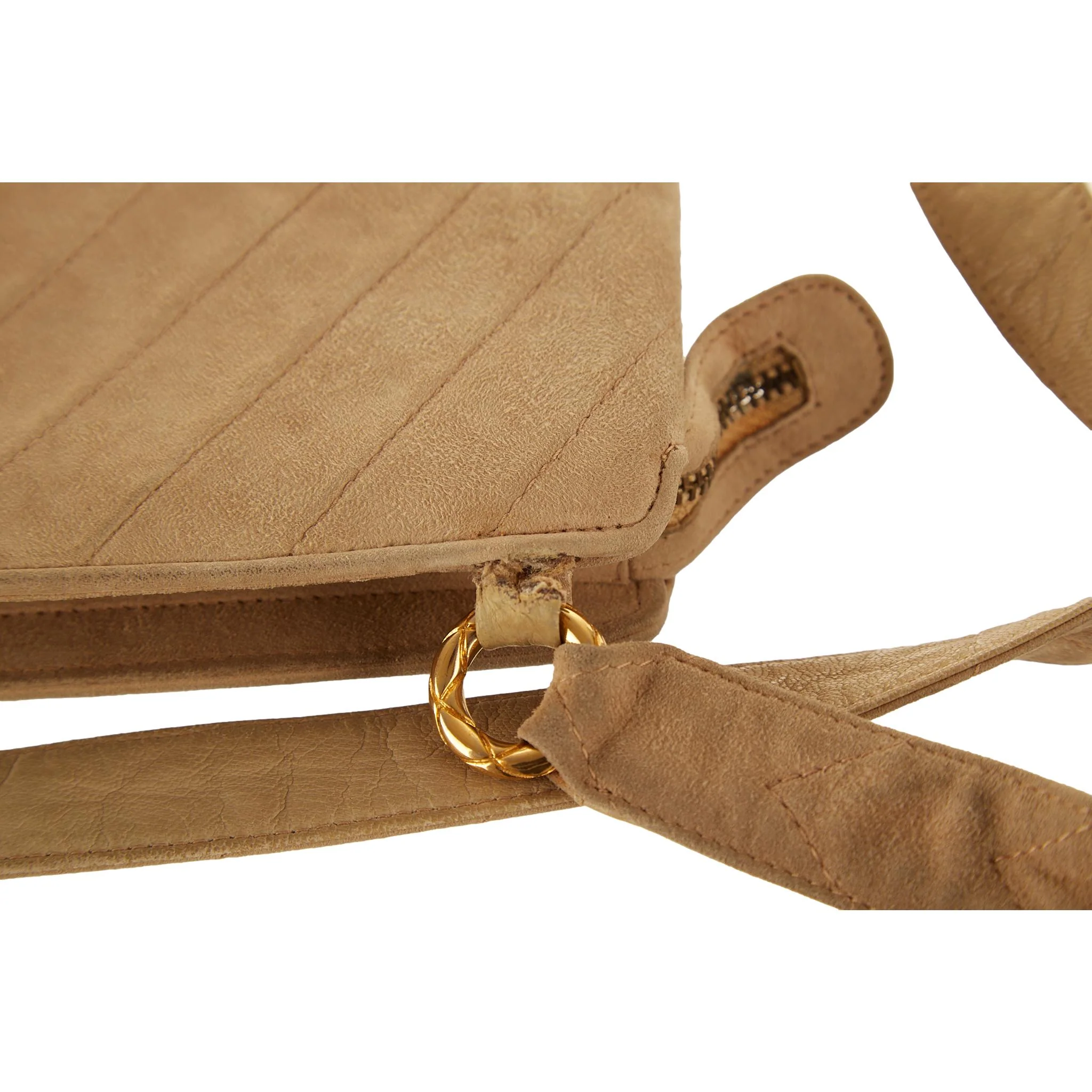Chanel Tan Suede Chevron Shoulder Bag - Image 4