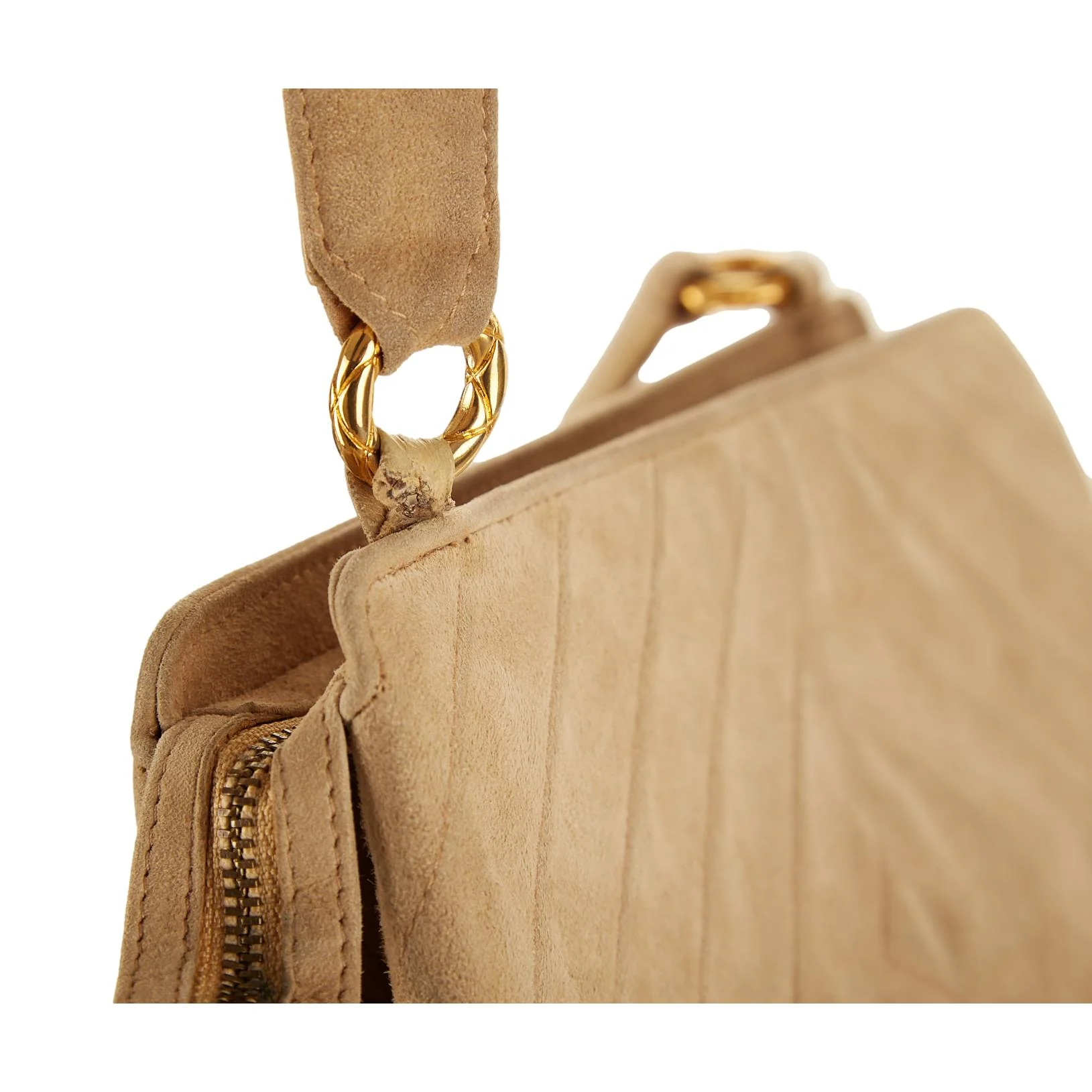 Chanel Tan Suede Chevron Shoulder Bag - Image 5
