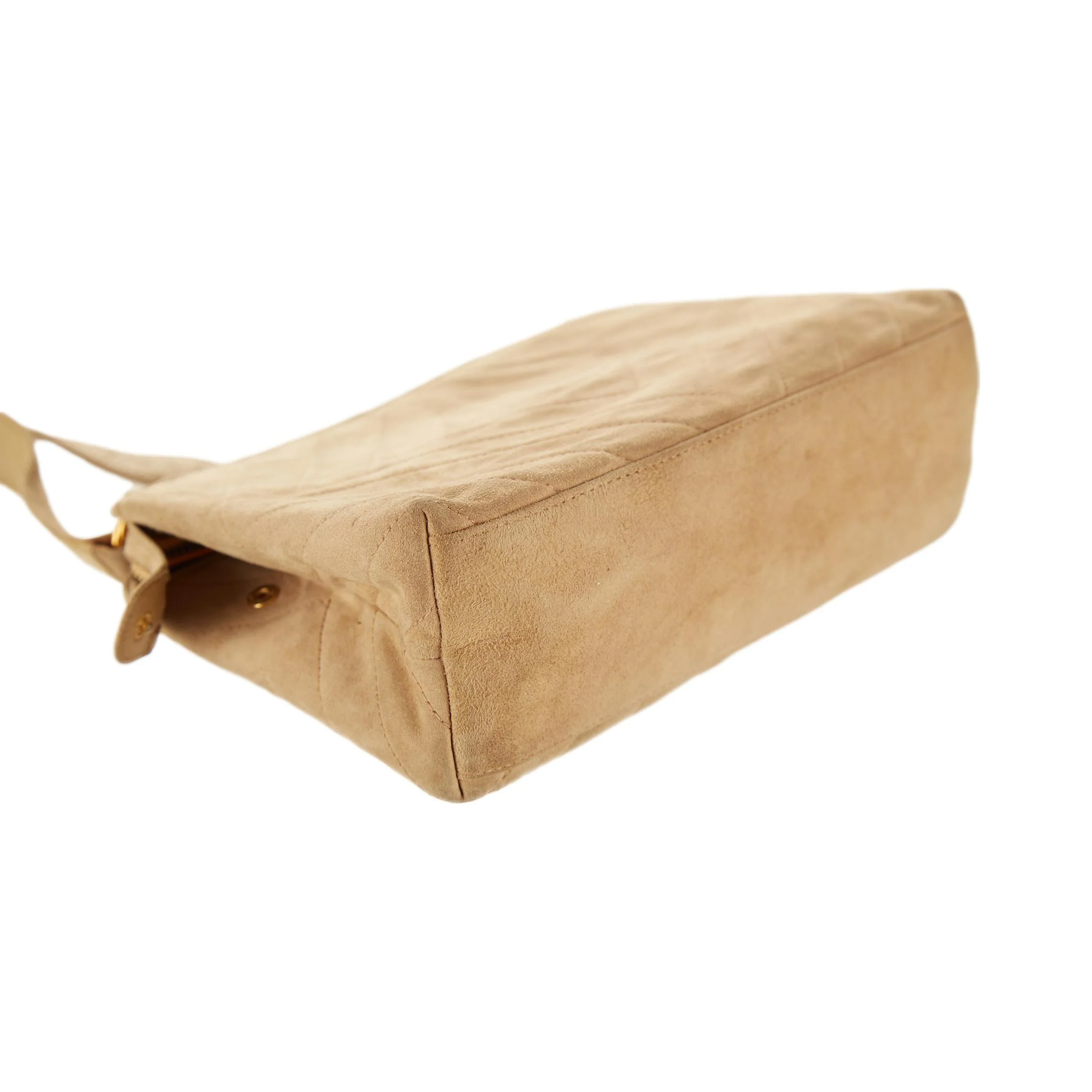 Chanel Tan Suede Chevron Shoulder Bag - Image 6