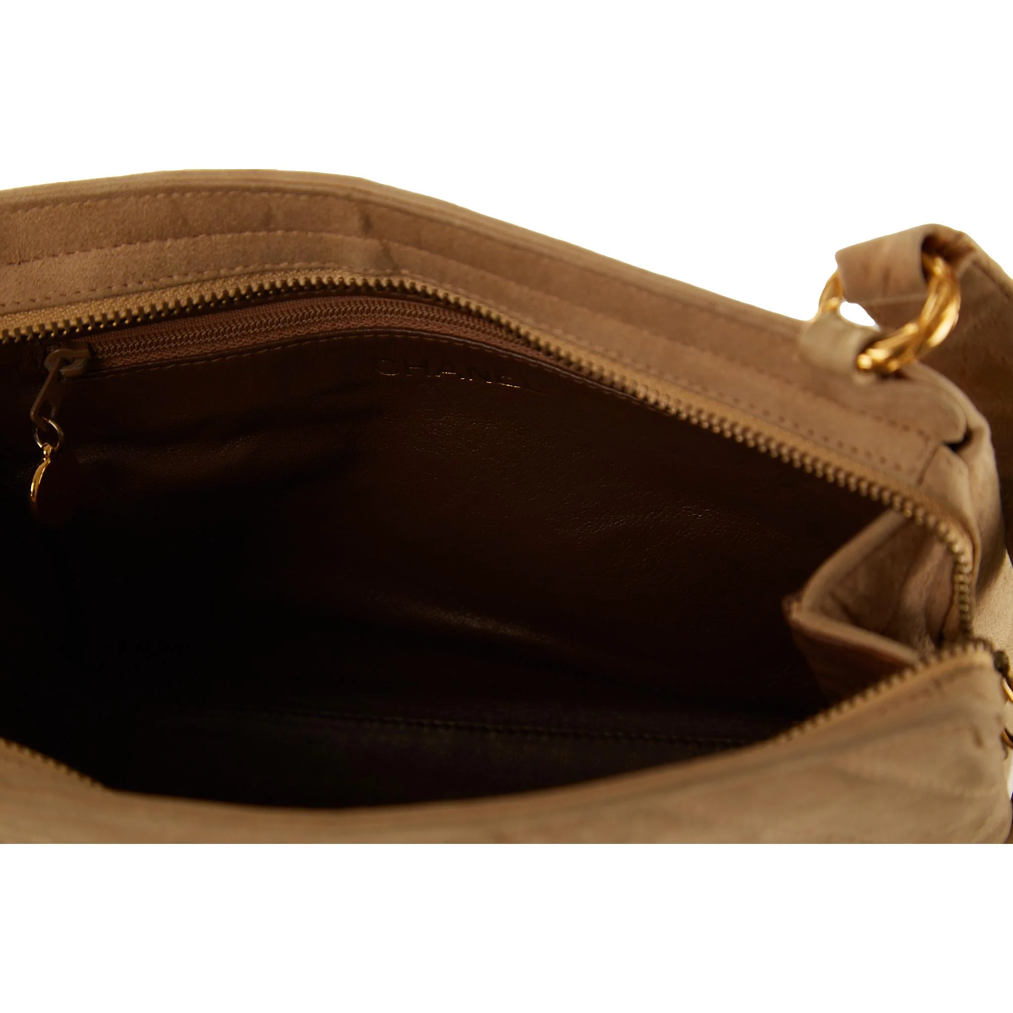 Chanel Tan Suede Chevron Shoulder Bag - Image 8