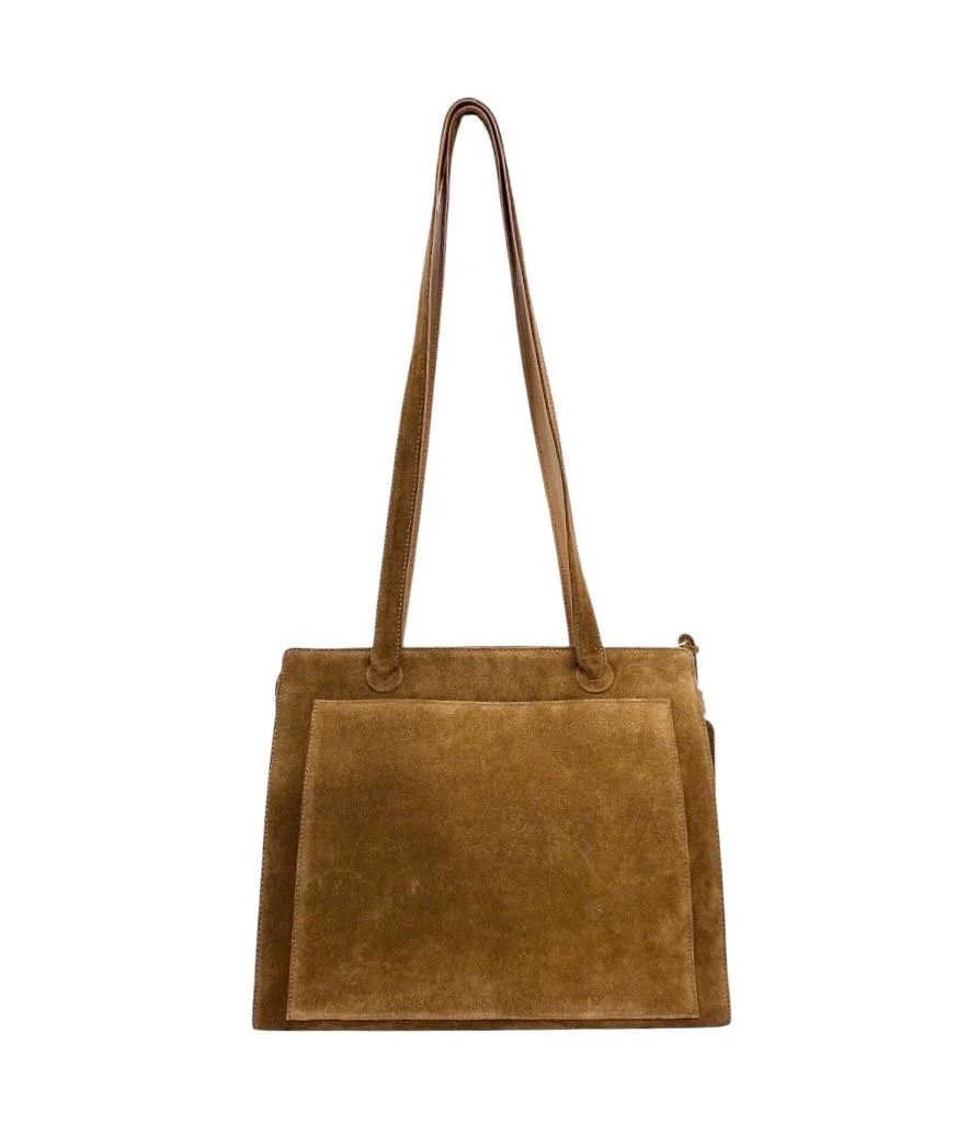 Chanel Tan Suede Logo Shoulder Bag - Image 2