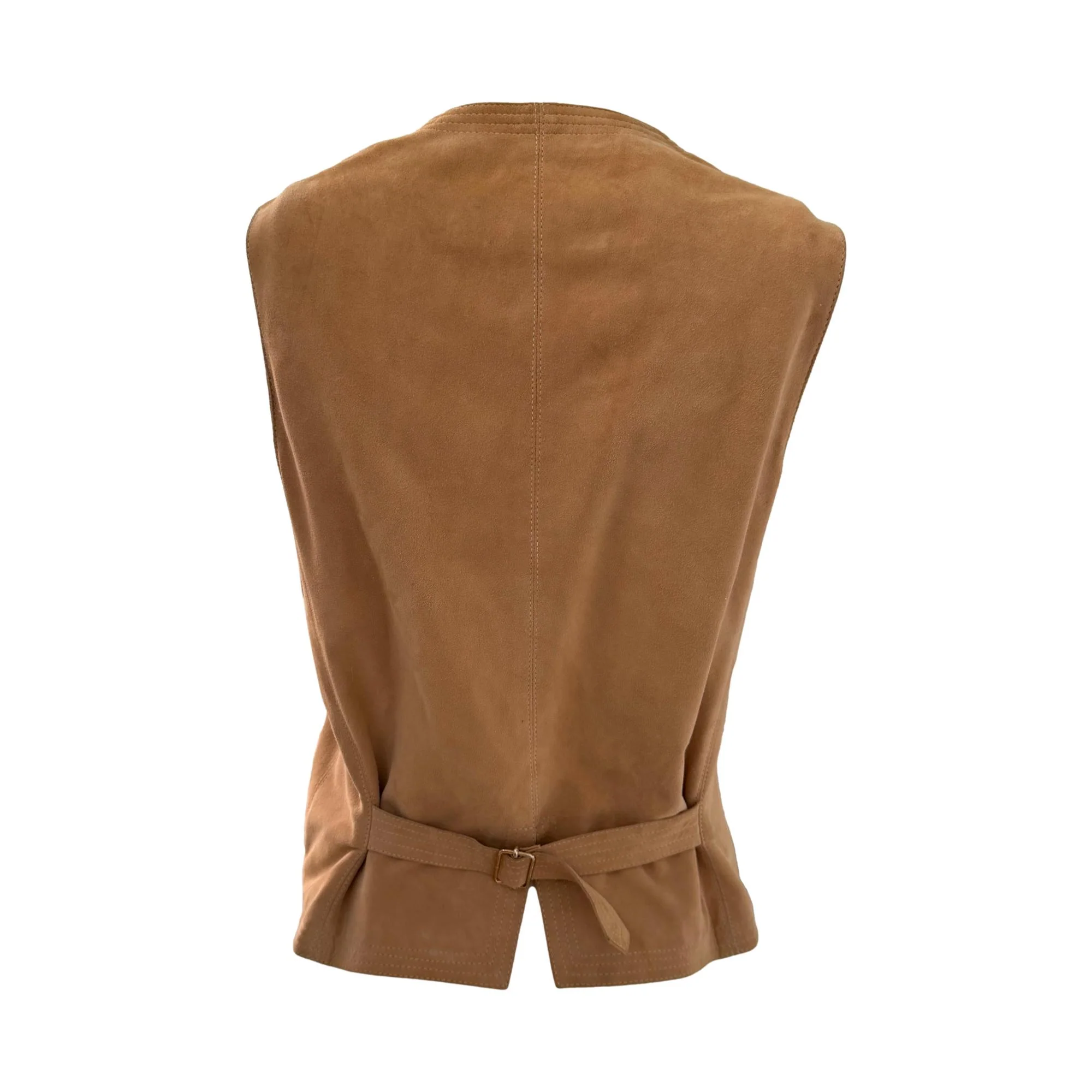 Chanel Tan Suede Logo Button Vest - Image 2