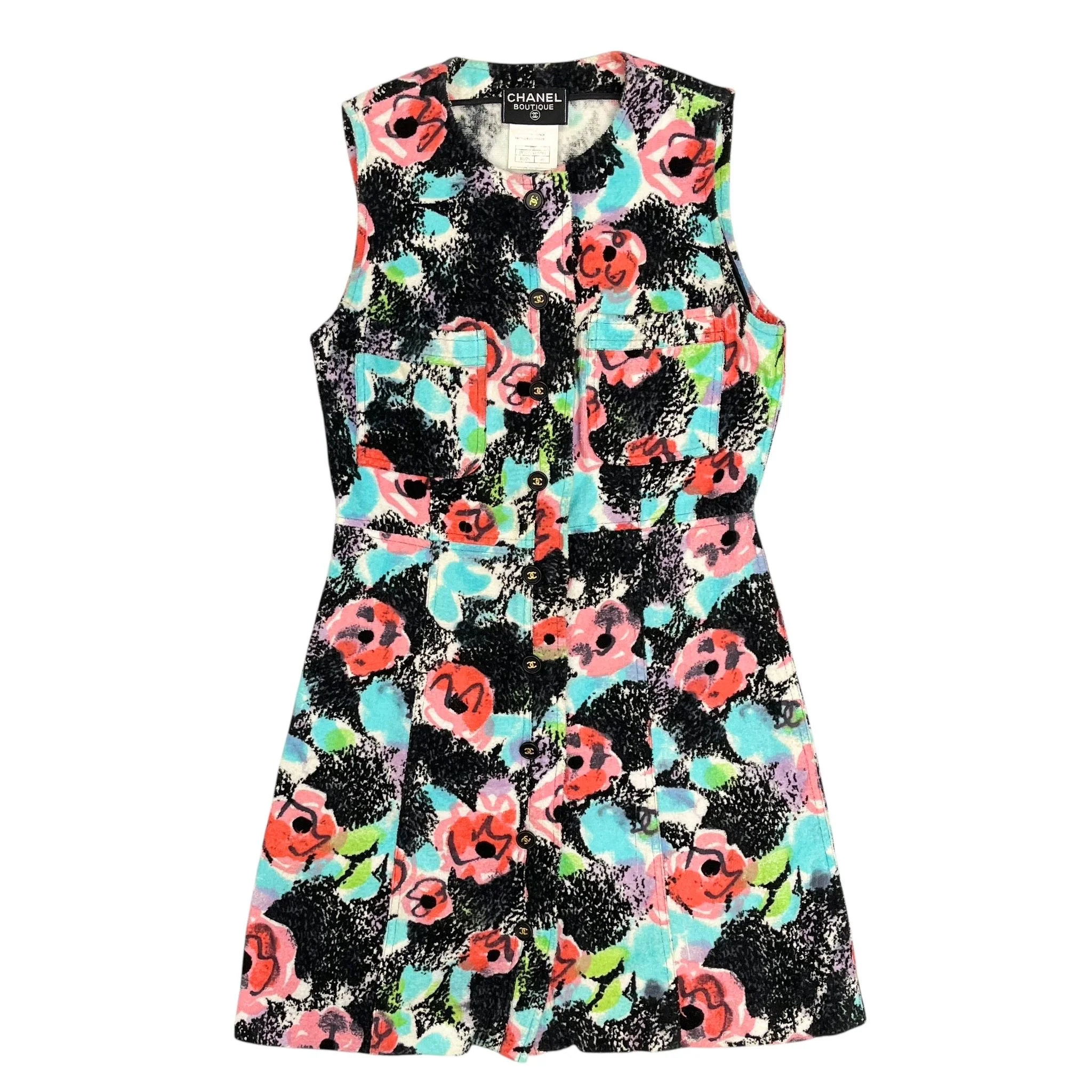 Chanel Terrycloth Logo Button Dress