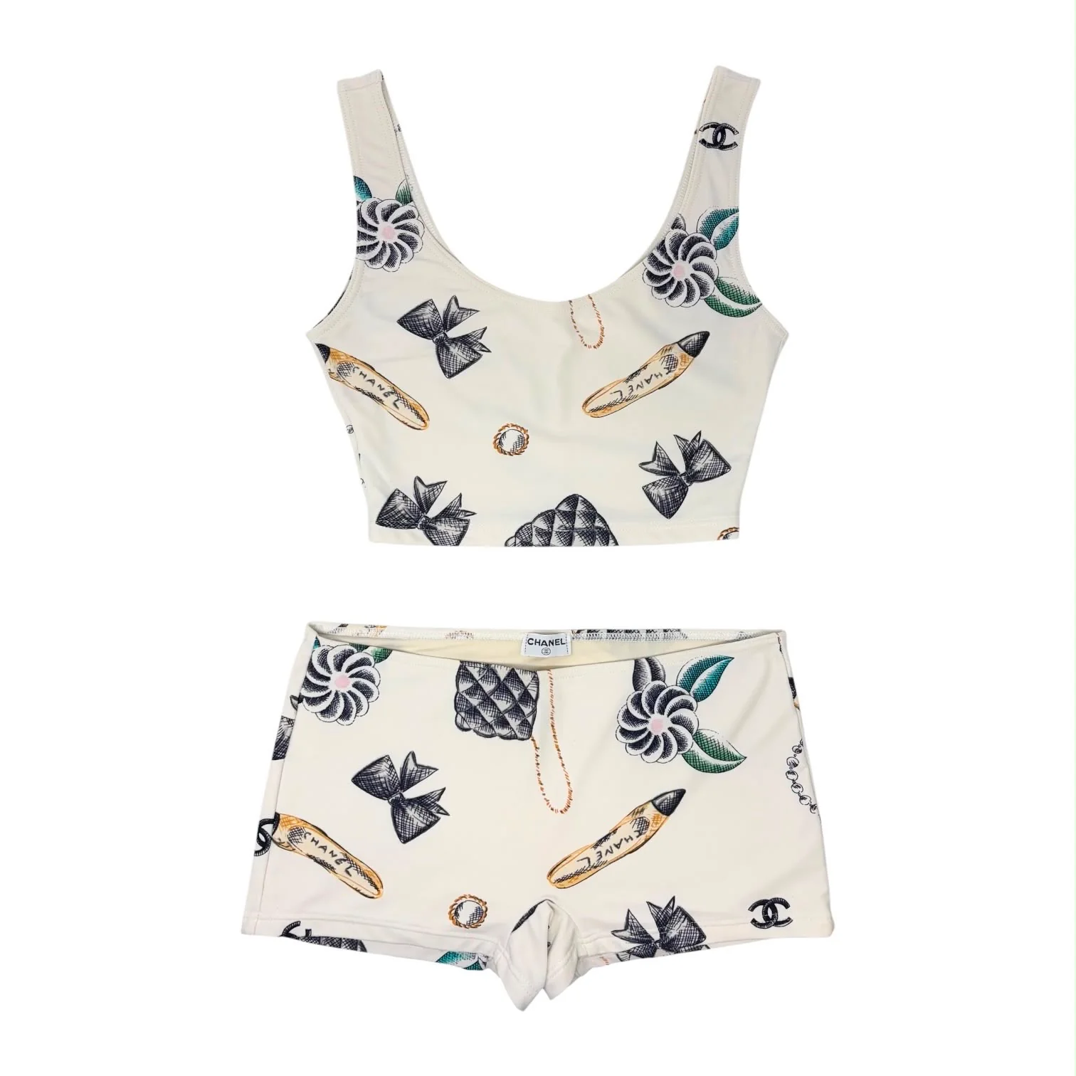 Chanel White Charm Short Set