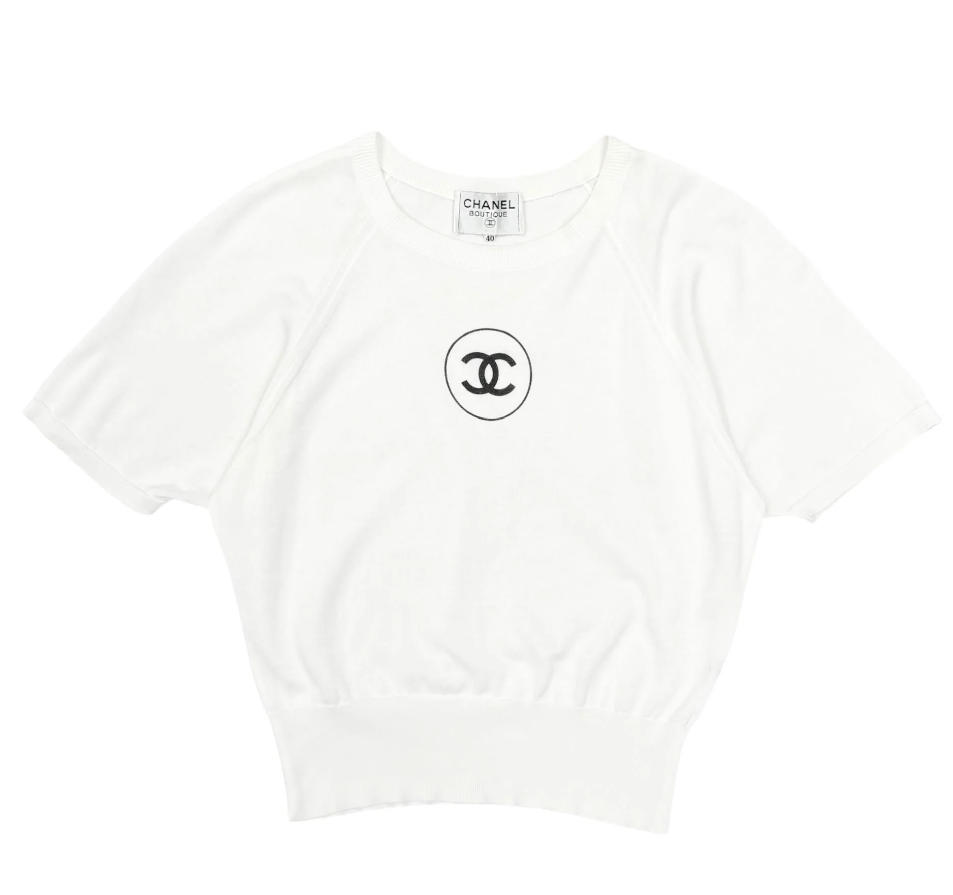 Chanel White Jumbo Logo Top