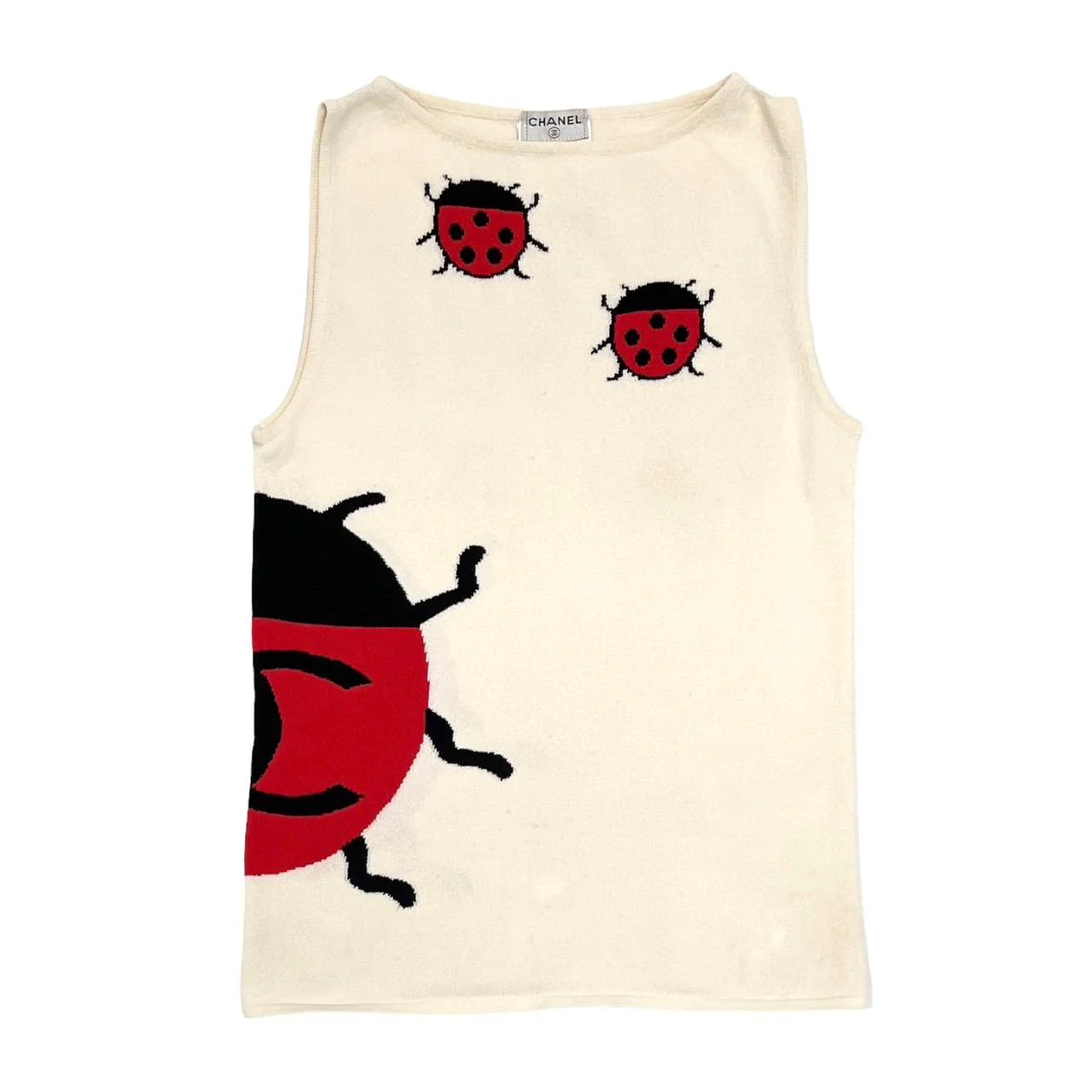 Chanel White Ladybug Tank