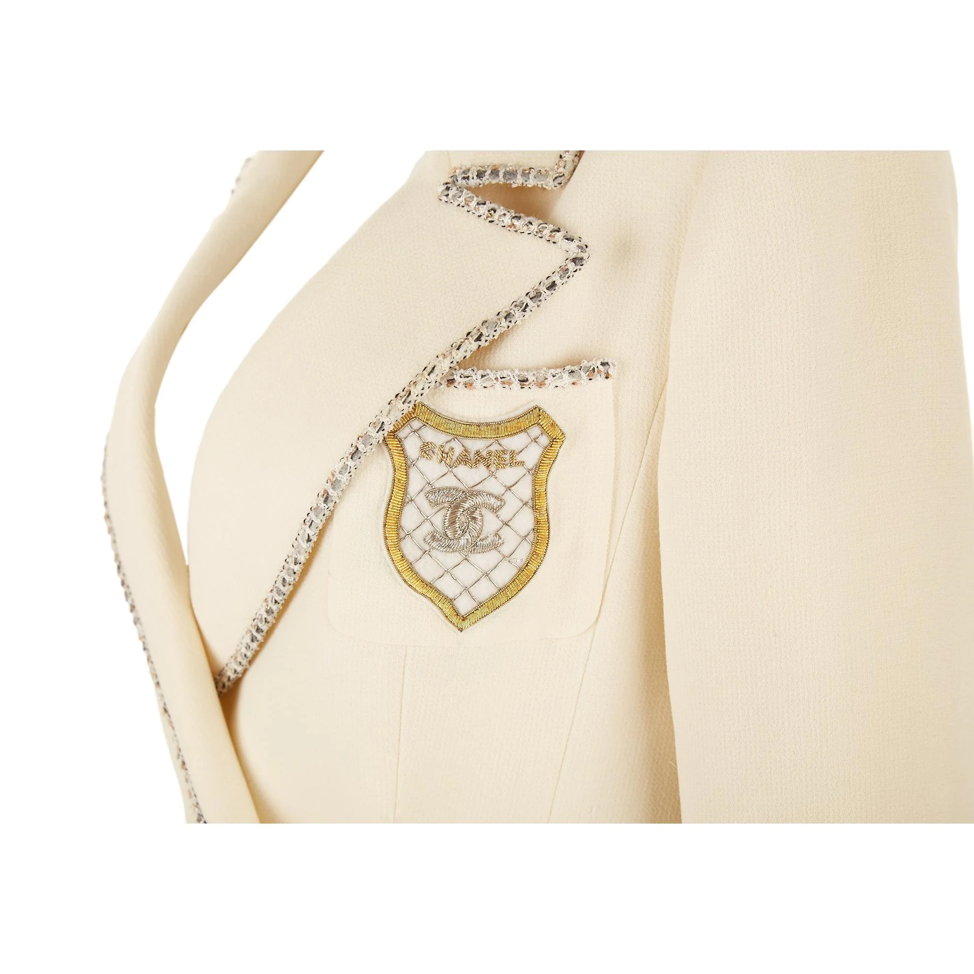 Chanel White Logo Crest Blazer - Image 3