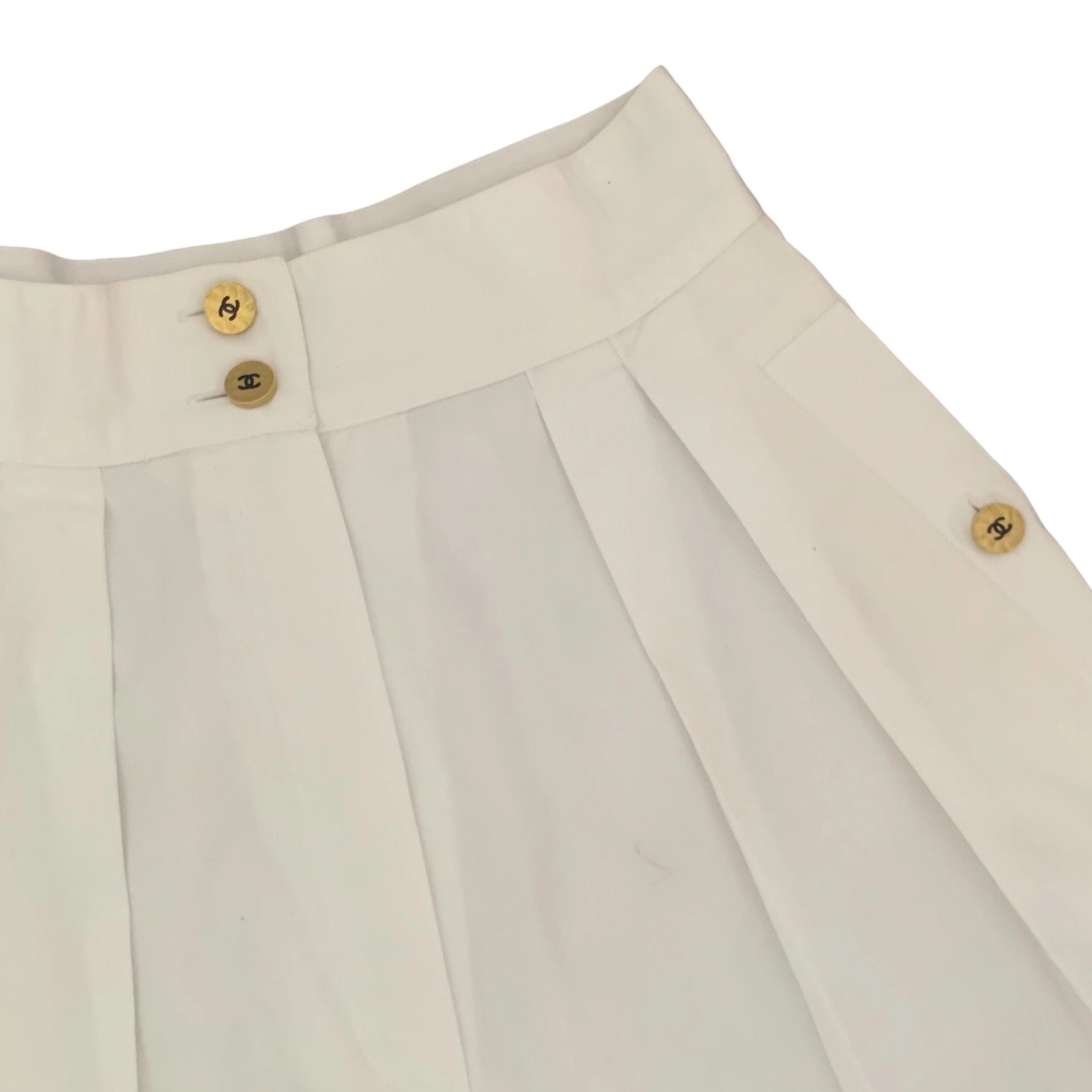 Chanel White Logo Button Bottoms - Image 3
