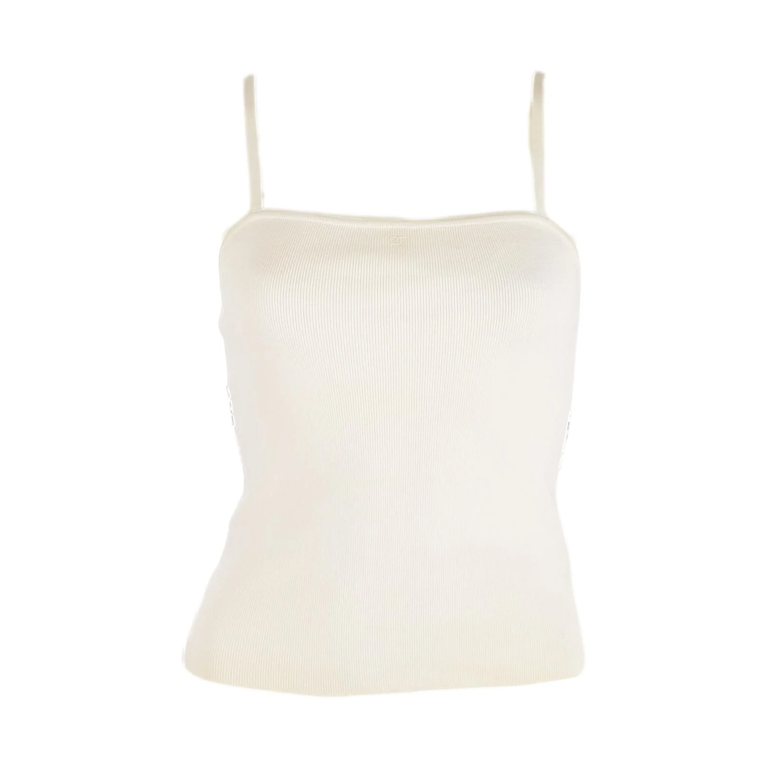 Chanel White Logo Strap Tank