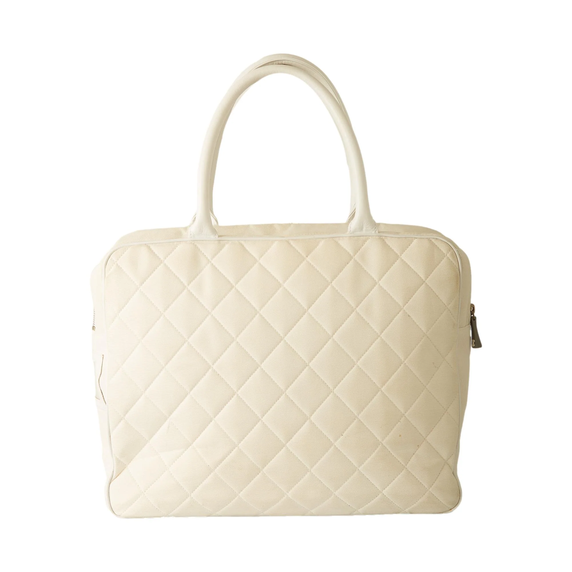 Chanel White Quilted Logo Top Handle Bag - Image 2