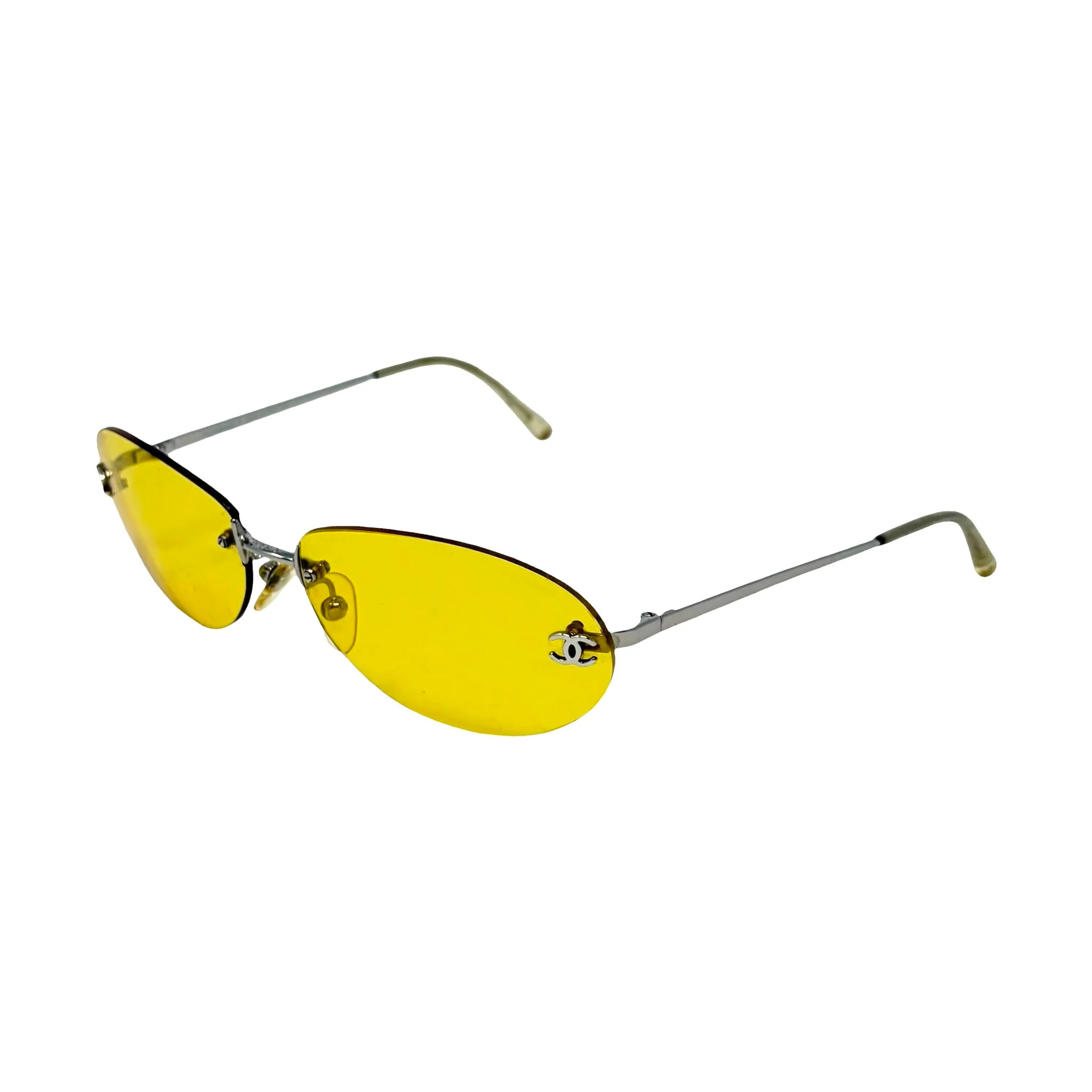 Chanel Yellow Mini Rimless Sunglasses - Image 3