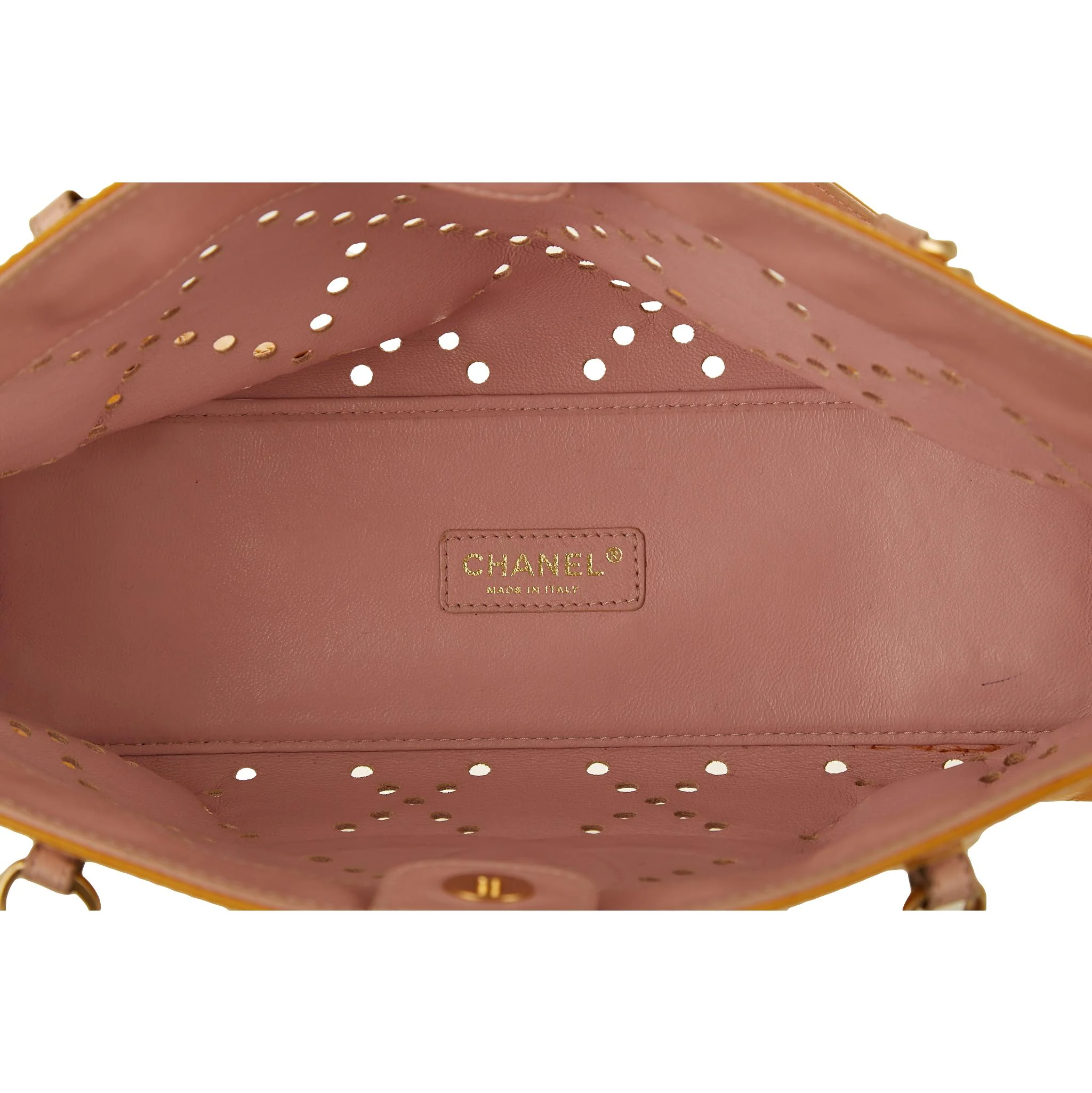 Chanel Peach Perforated Logo Shoulder Bag - Image 4