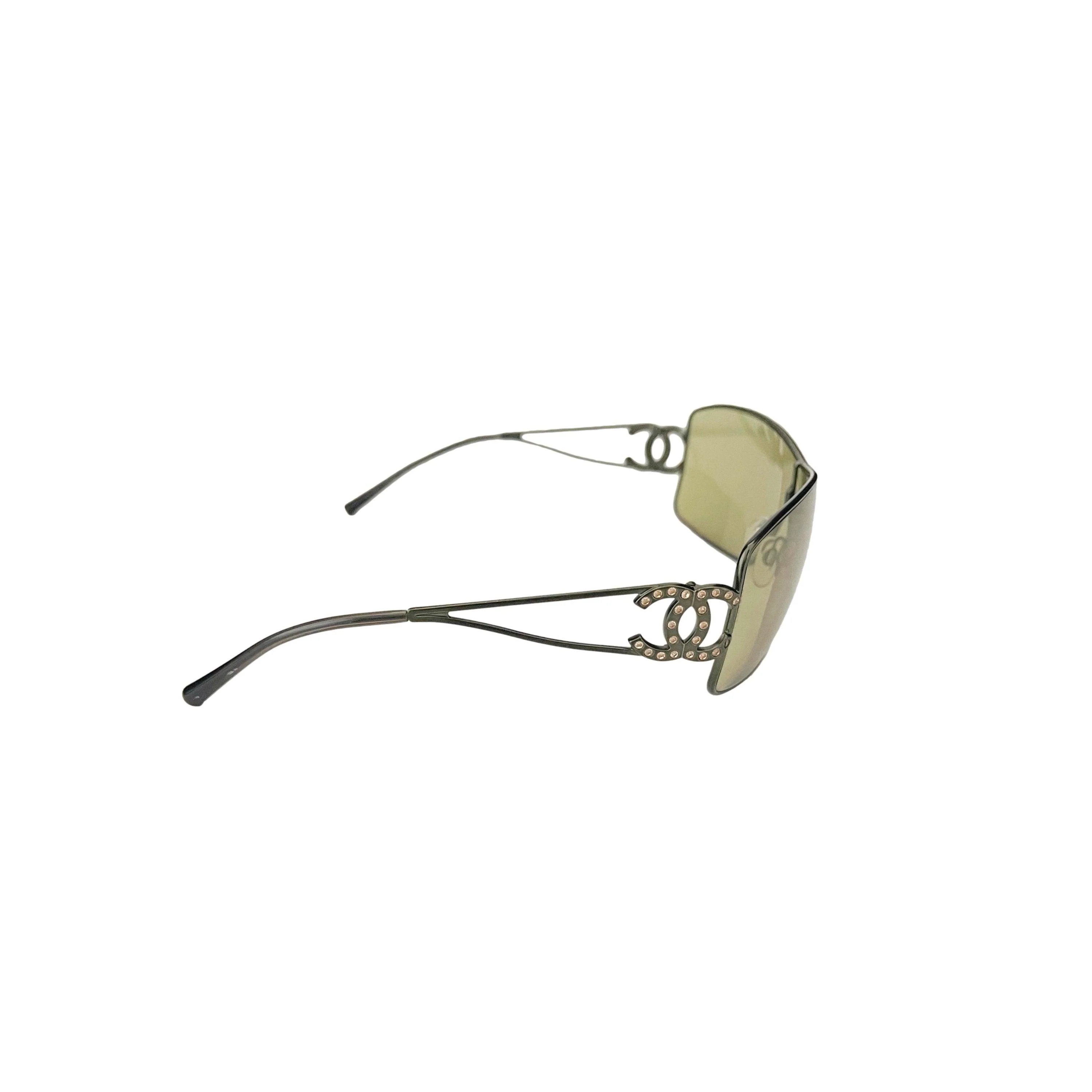 Chanel Yellow Square Rimless Sunglasses