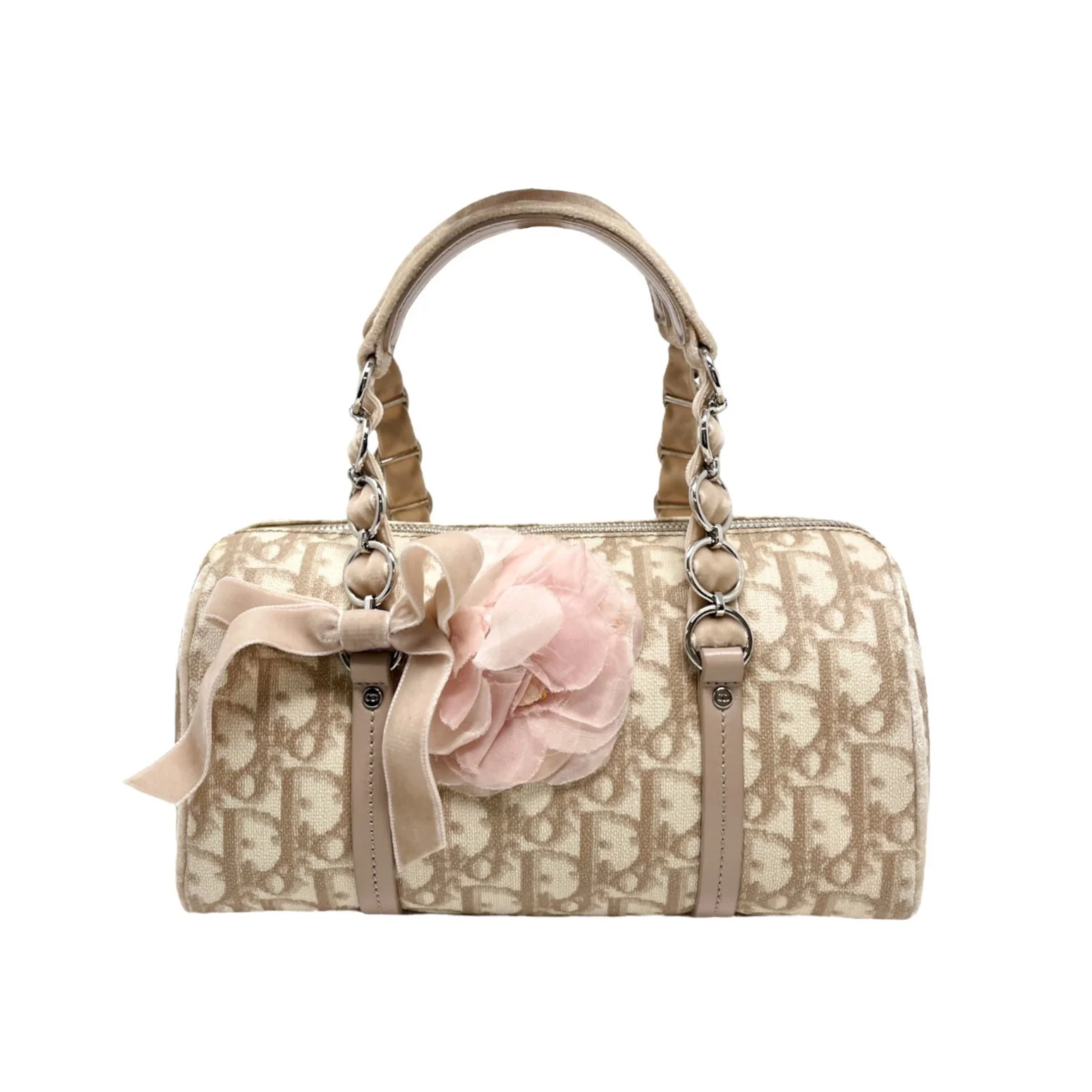 Dior Beige Logo Mini Boston Bag