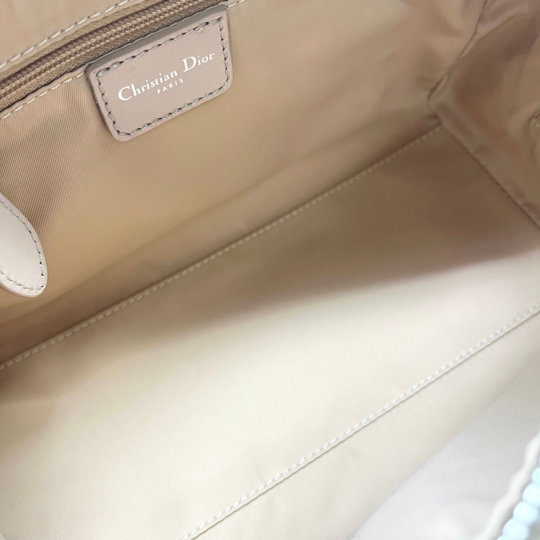 Dior Beige Logo Mini Boston Bag - Image 3