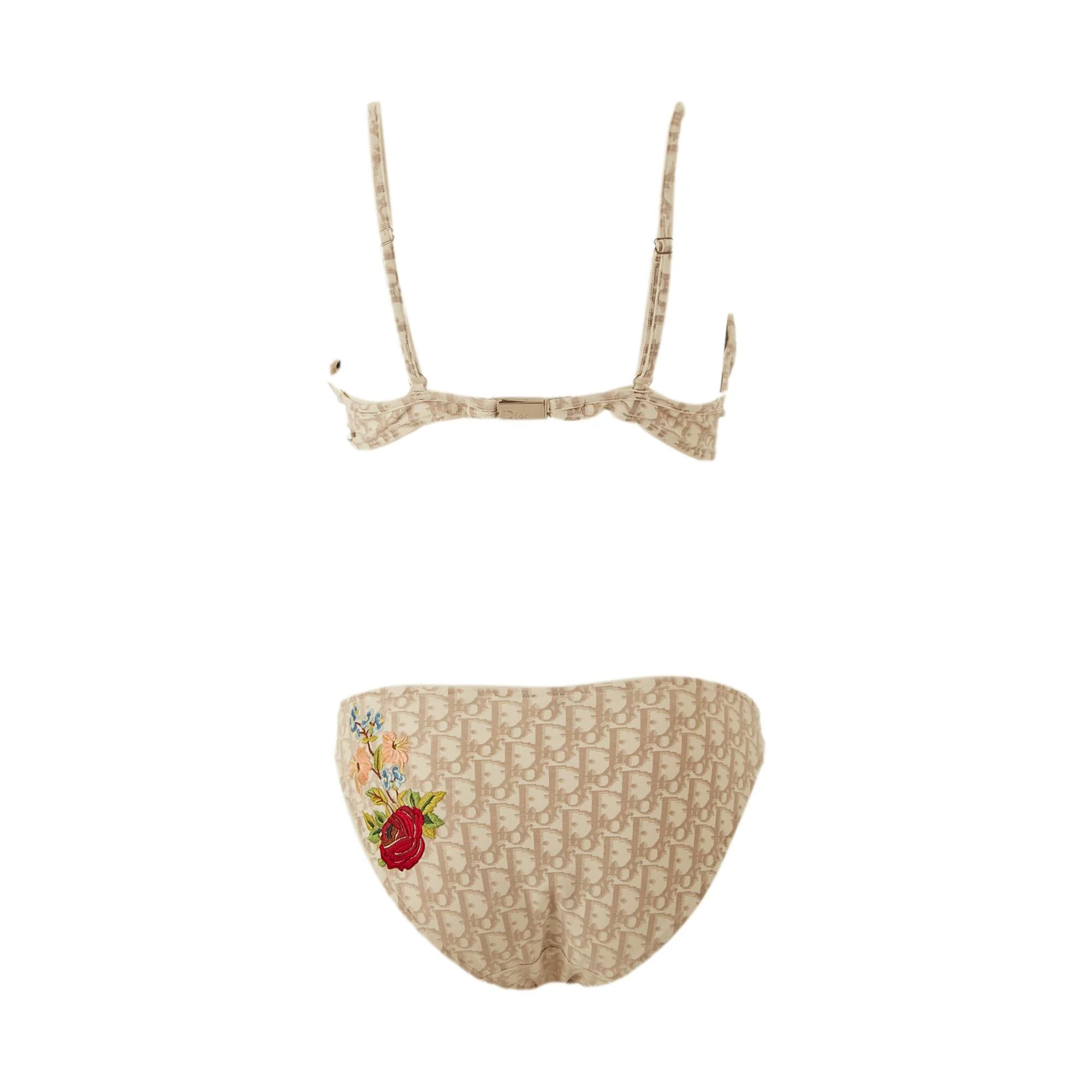 Dior Beige Logo Rhinestone Bikini Set - Image 3
