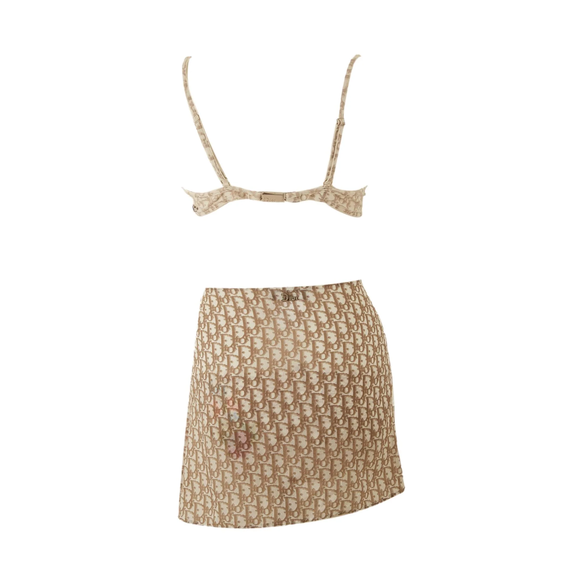 Dior Beige Logo Rhinestone Bikini Set - Image 4