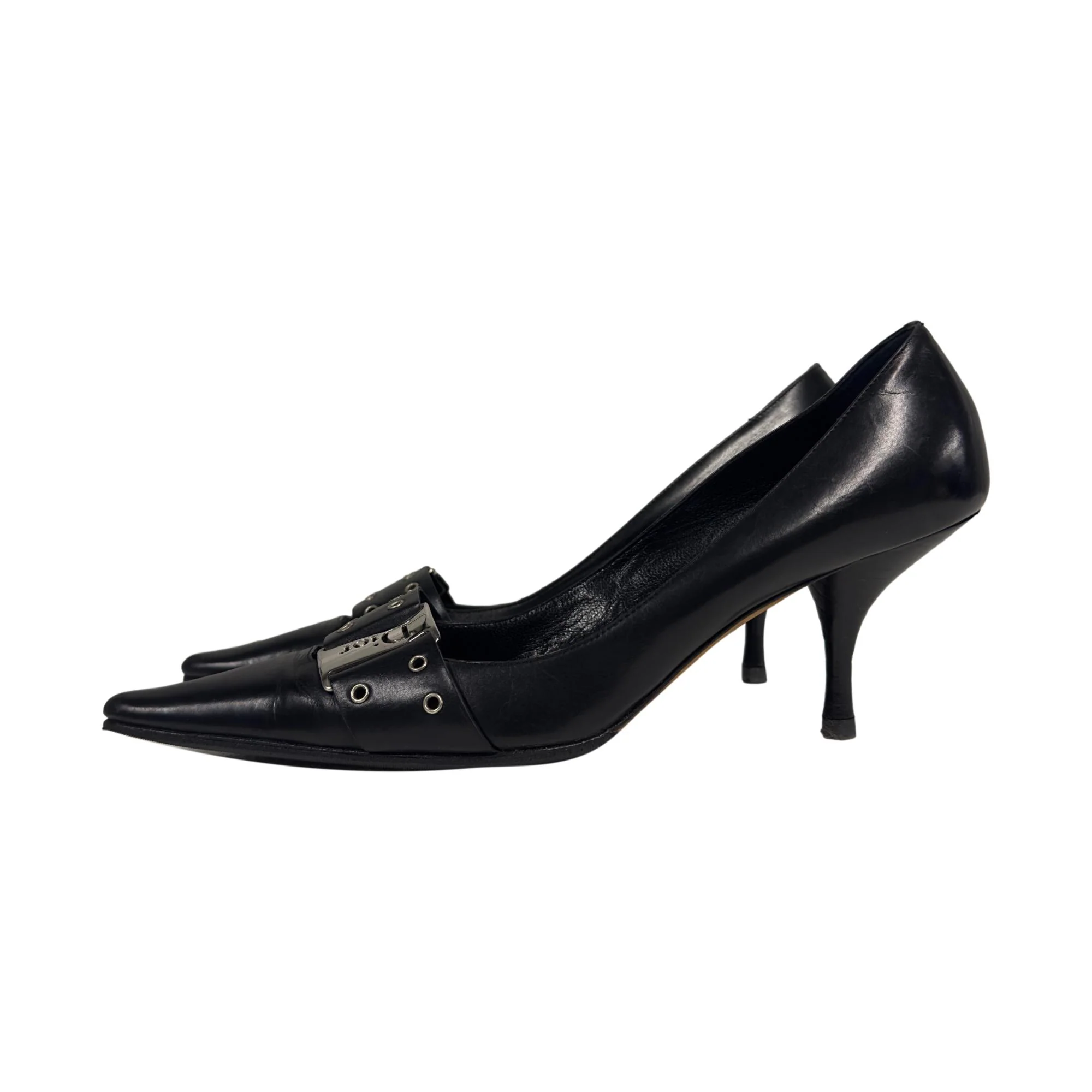 Dior Black Logo Plaque Heels