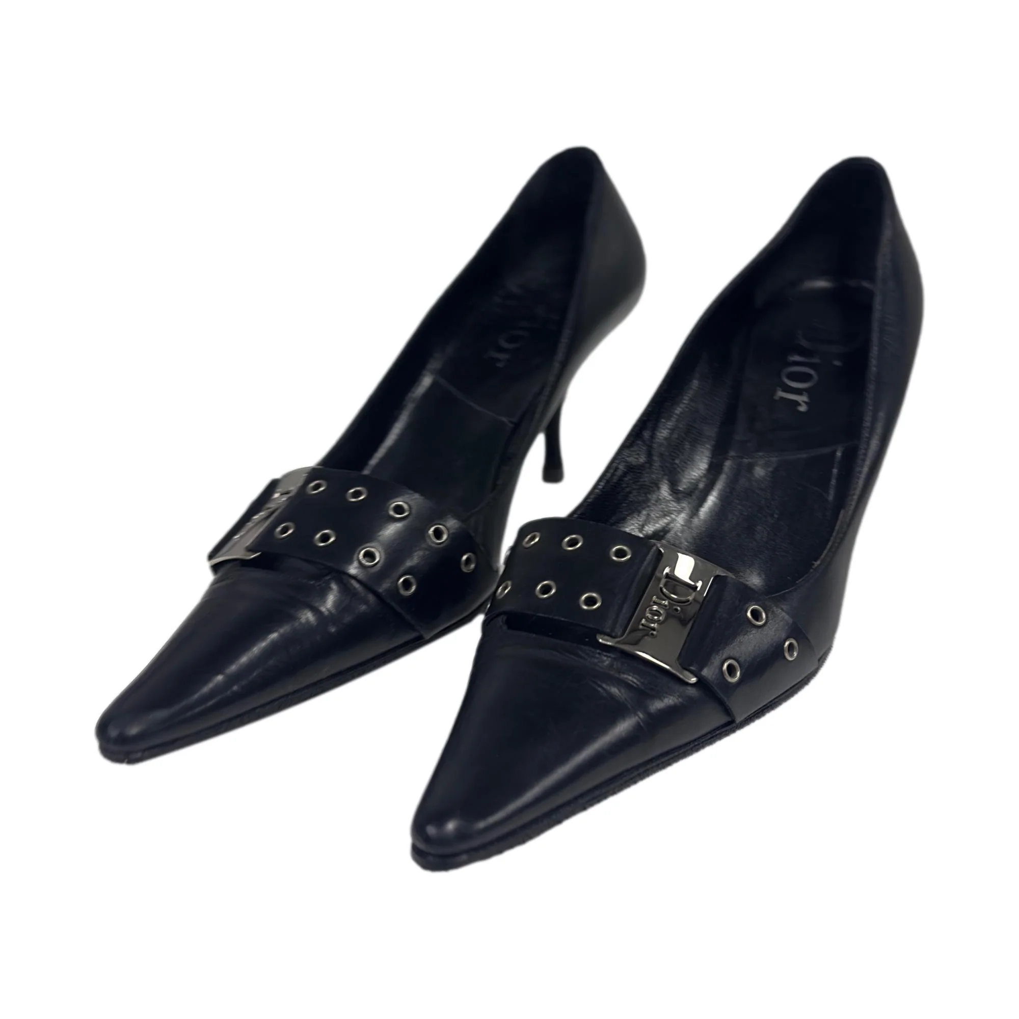 Dior Black Logo Plaque Heels - Image 2