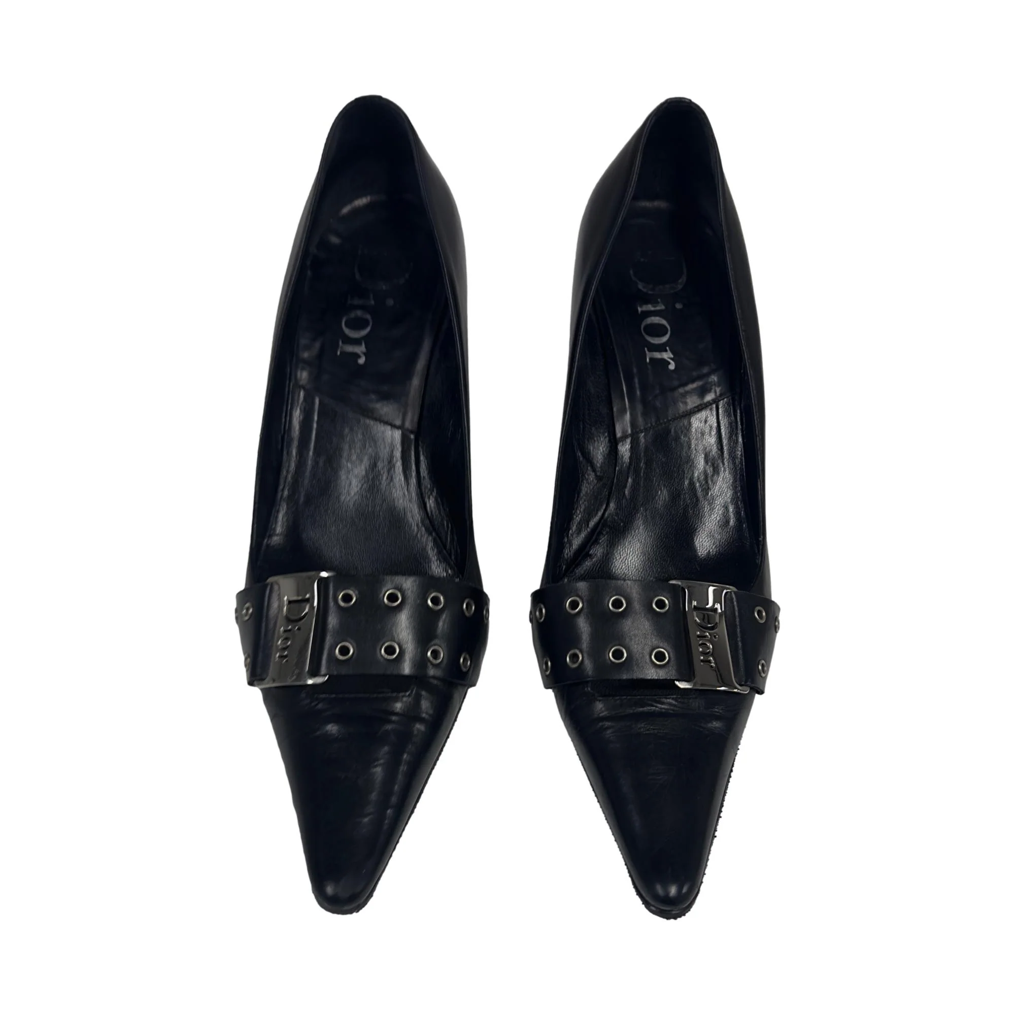 Dior Black Logo Plaque Heels - Image 3