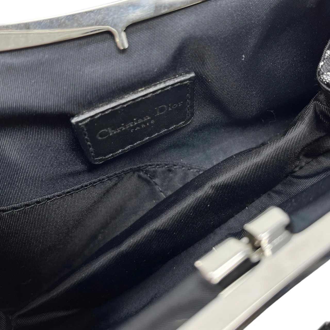 Dior Black Logo Satin Mini Saddle Bag - Image 3
