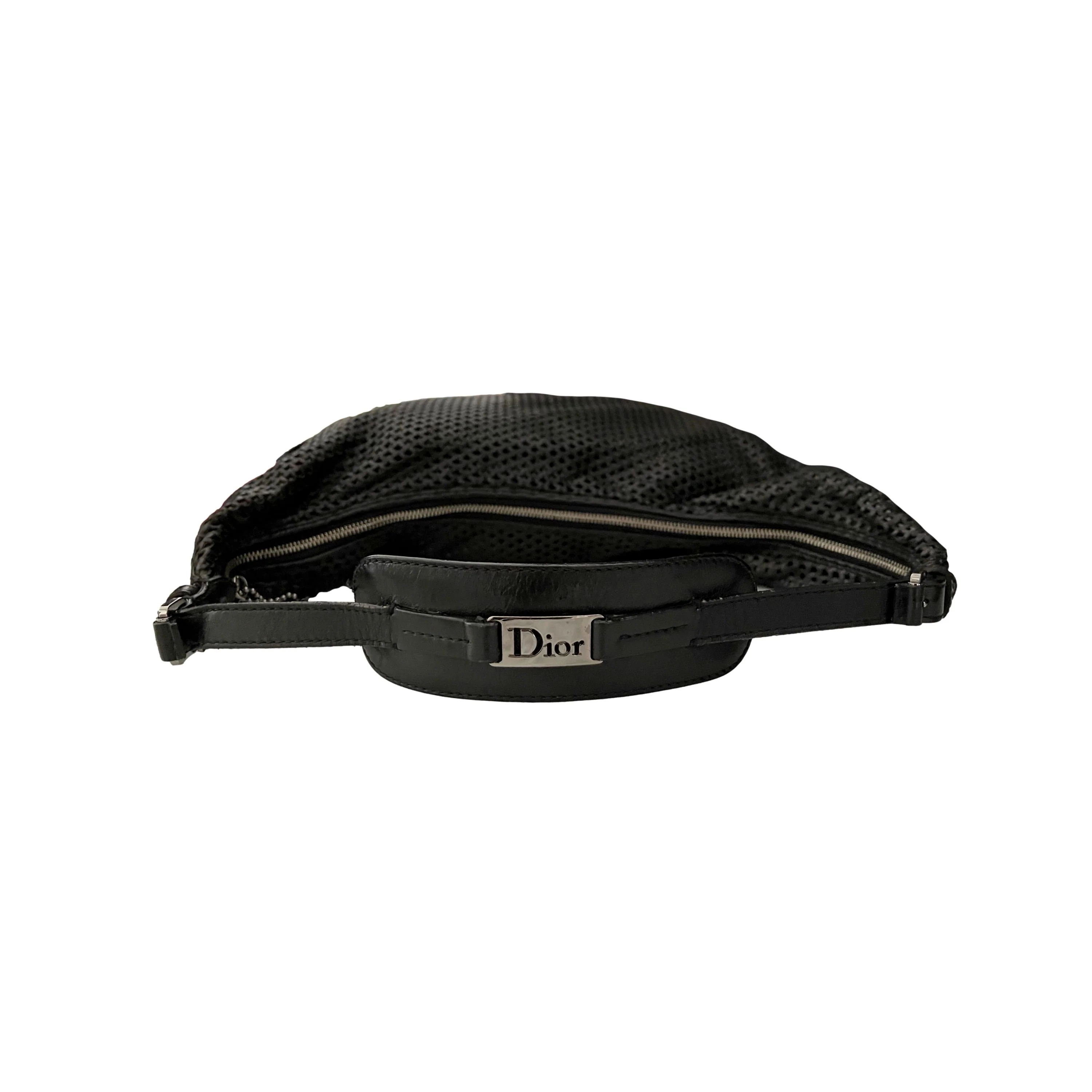 Dior Black Perforated Hobo Shoulder Bag - Image 2