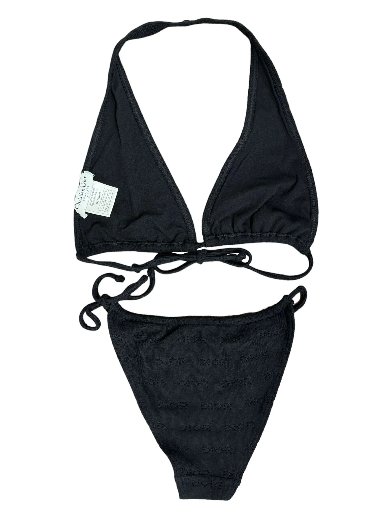 Dior Black Perforated Logo Bikini - Image 2