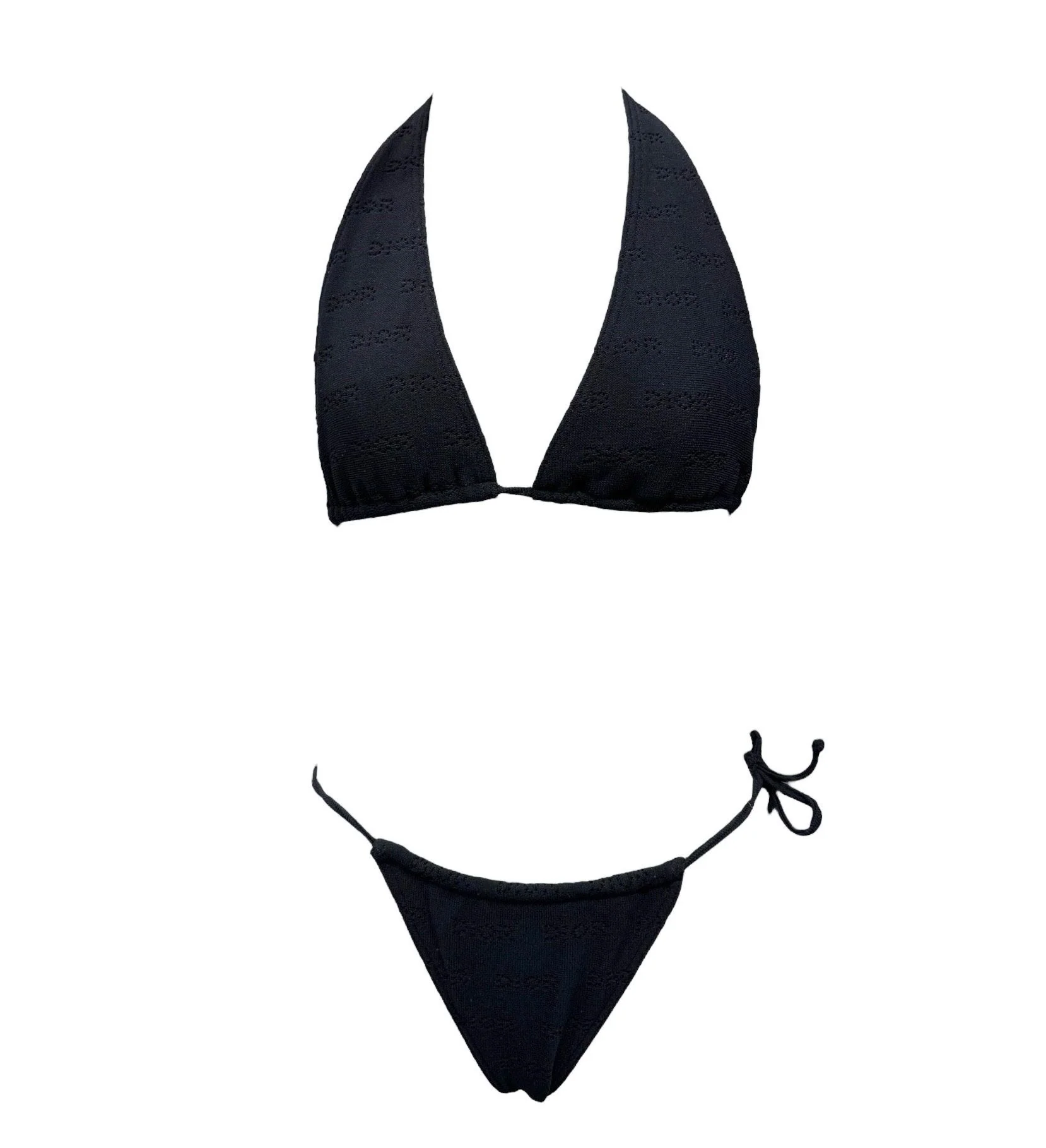 Dior Black Perforated Logo Bikini - Image 3