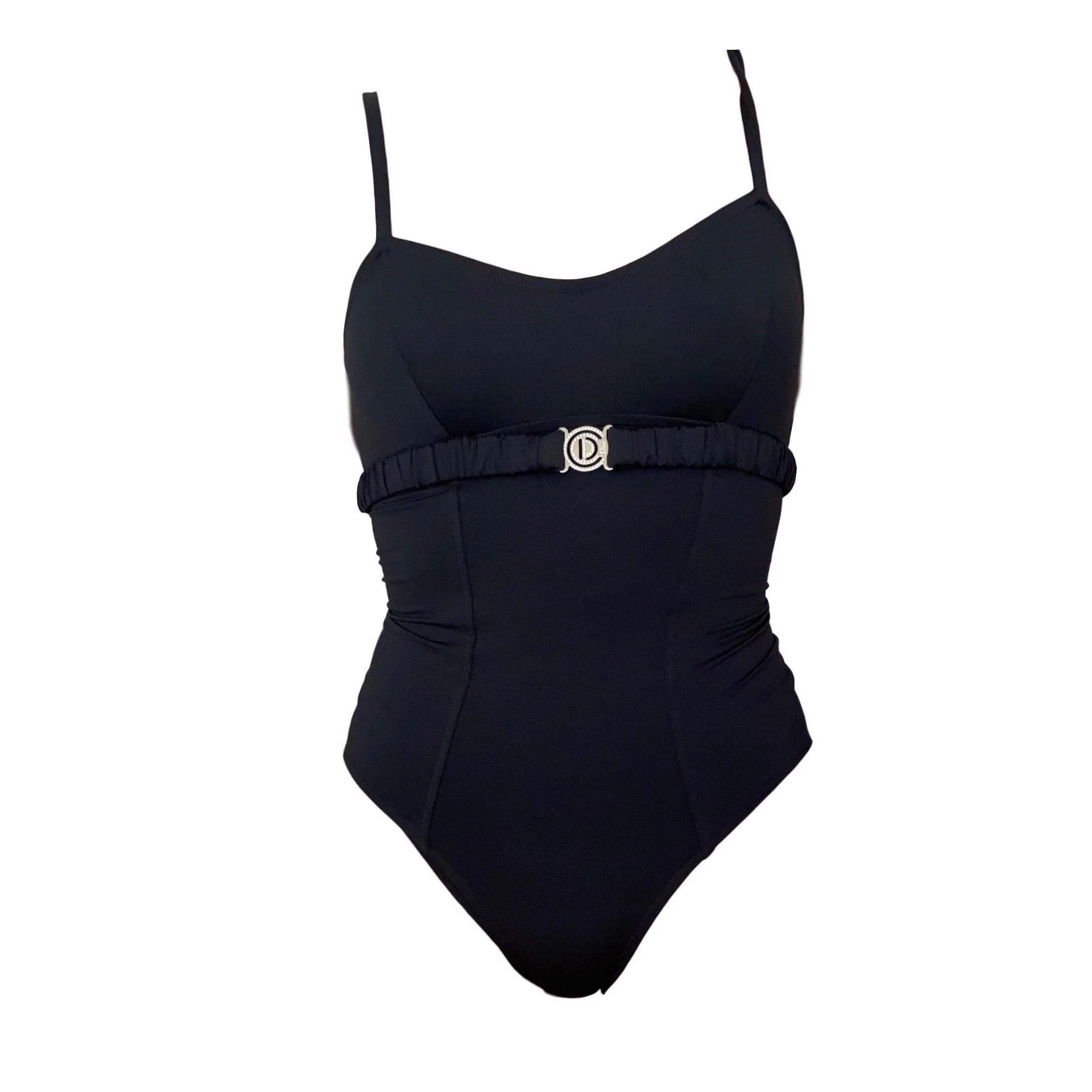 Dior Black Rhinestone Belted One Piece