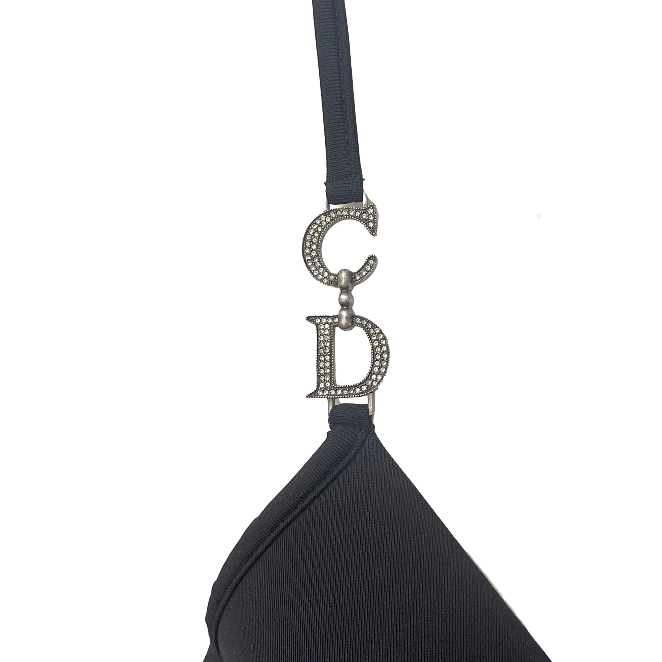 Dior Black Rhinestone Strap One Piece - Image 3