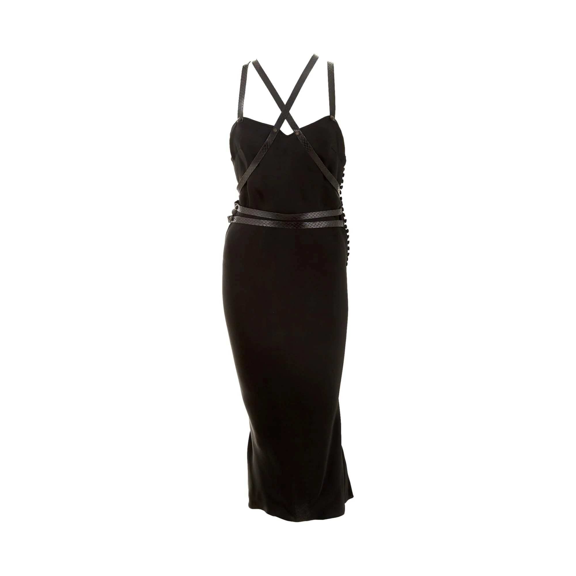 Dior Black Silk + Snakeskin Strap Gown