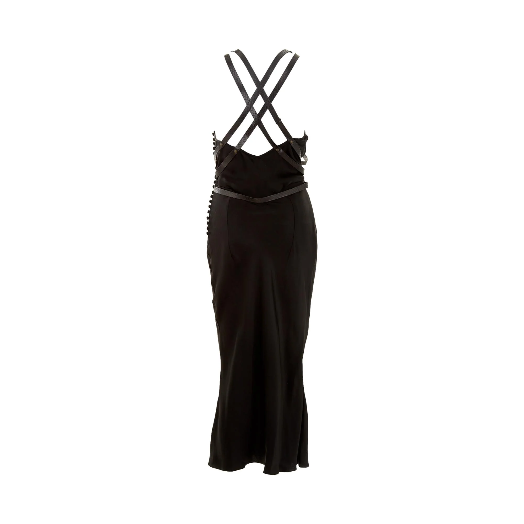 Dior Black Silk + Snakeskin Strap Gown - Image 2