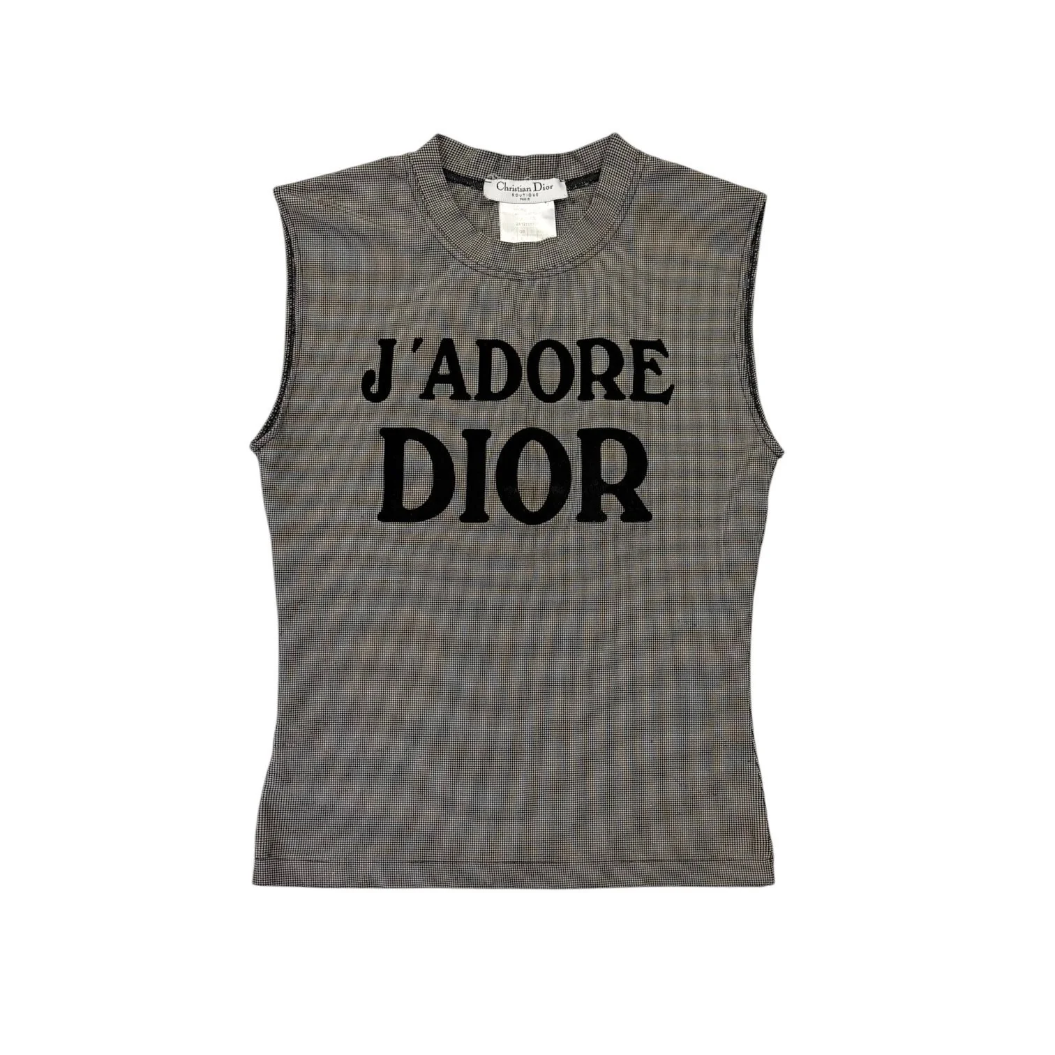 Dior Black + White Houndstooth J’adore Tank Top