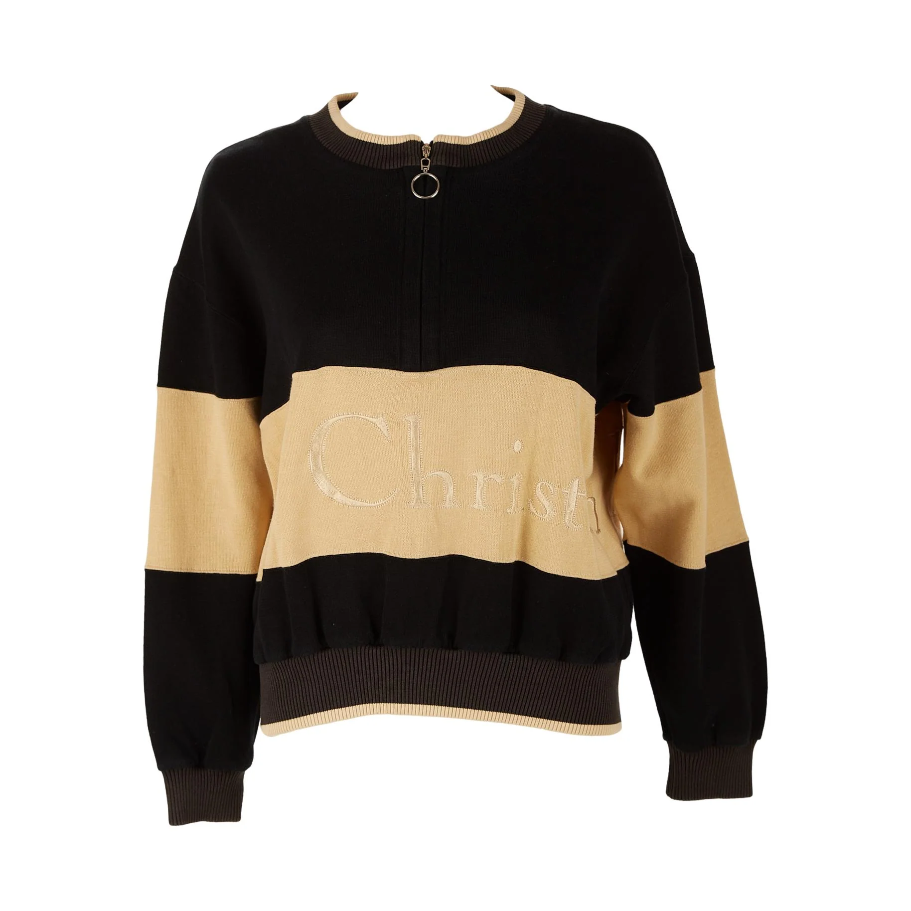 Dior Navy Zip Up Logo Crew
