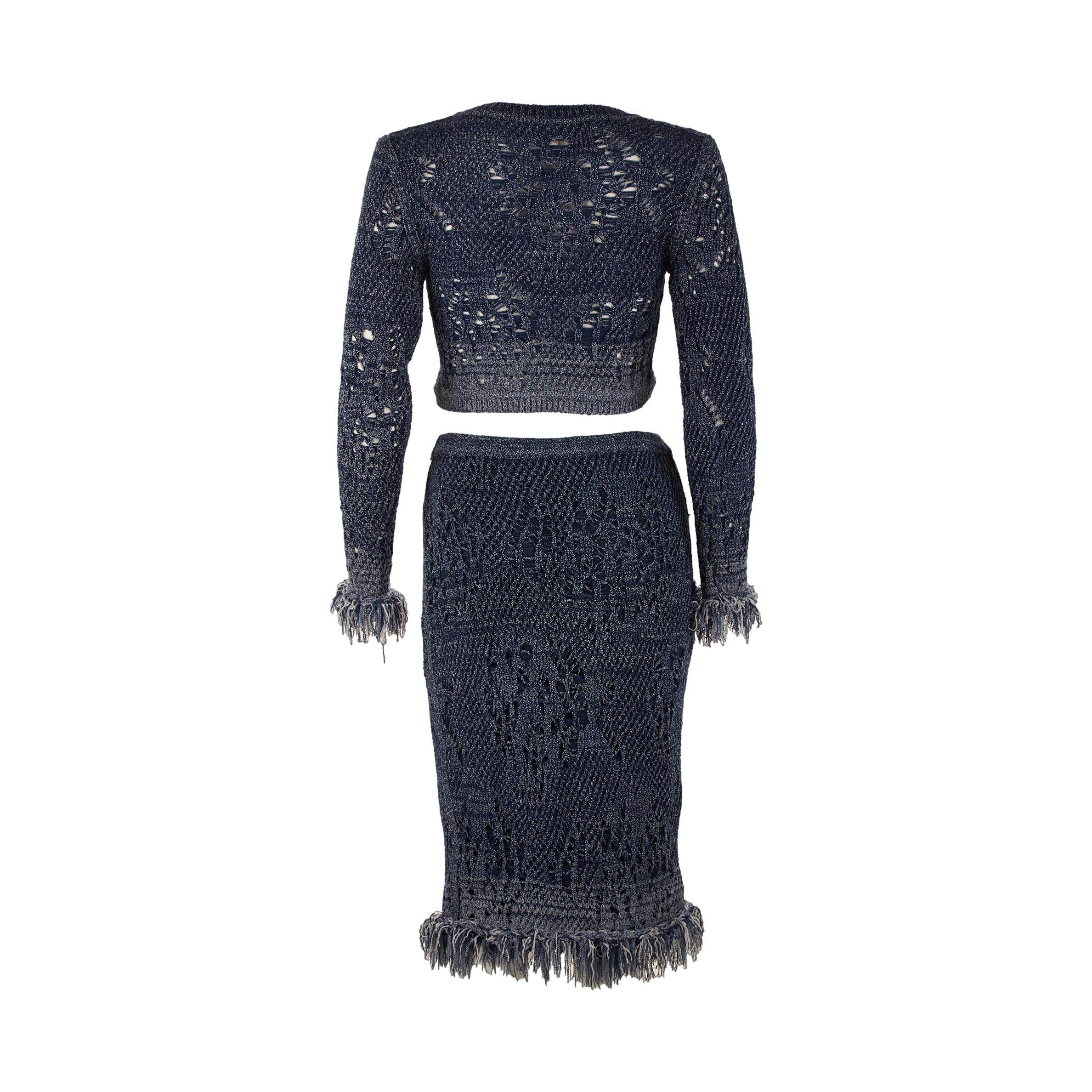 Dior Blue Knit Skirt Set - Image 2