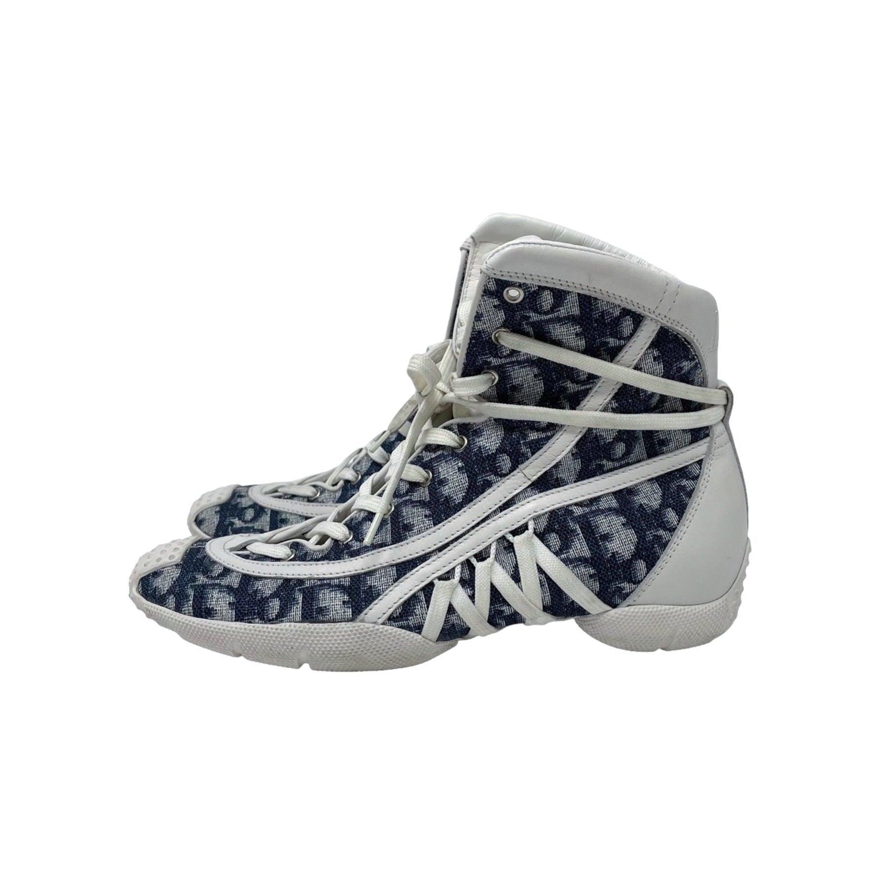 Dior Blue Logo Hightop Sneakers