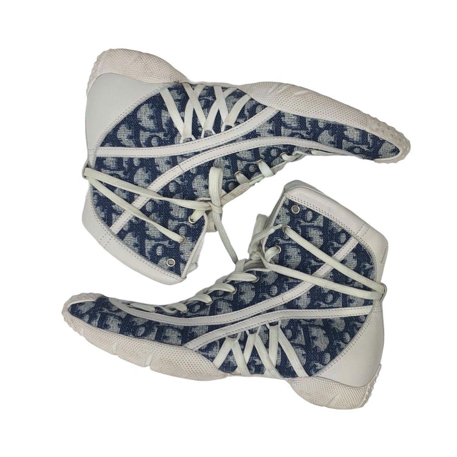 Dior Blue Logo Hightop Sneakers - Image 4