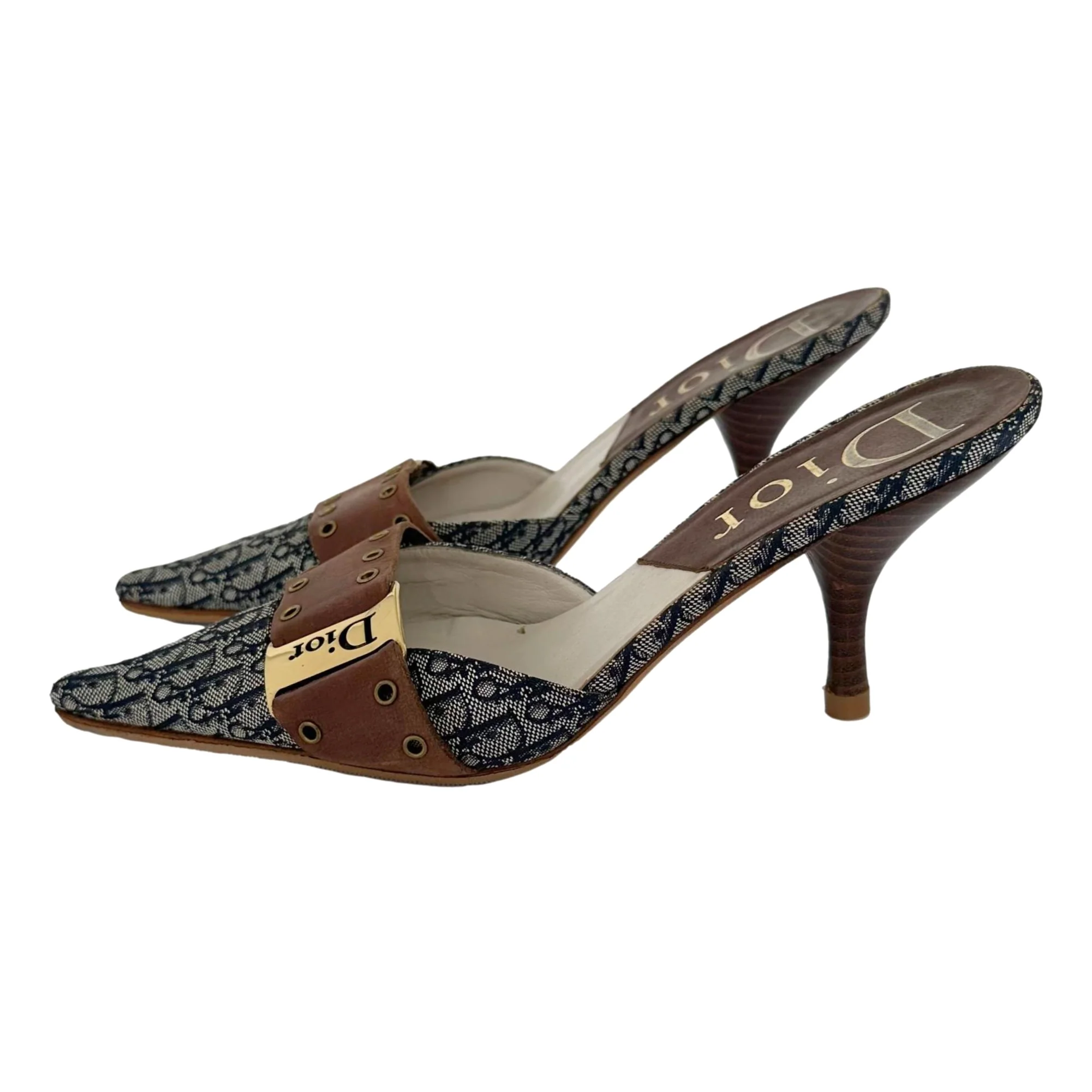 Dior Brown Slip On Logo Heels - Image 2