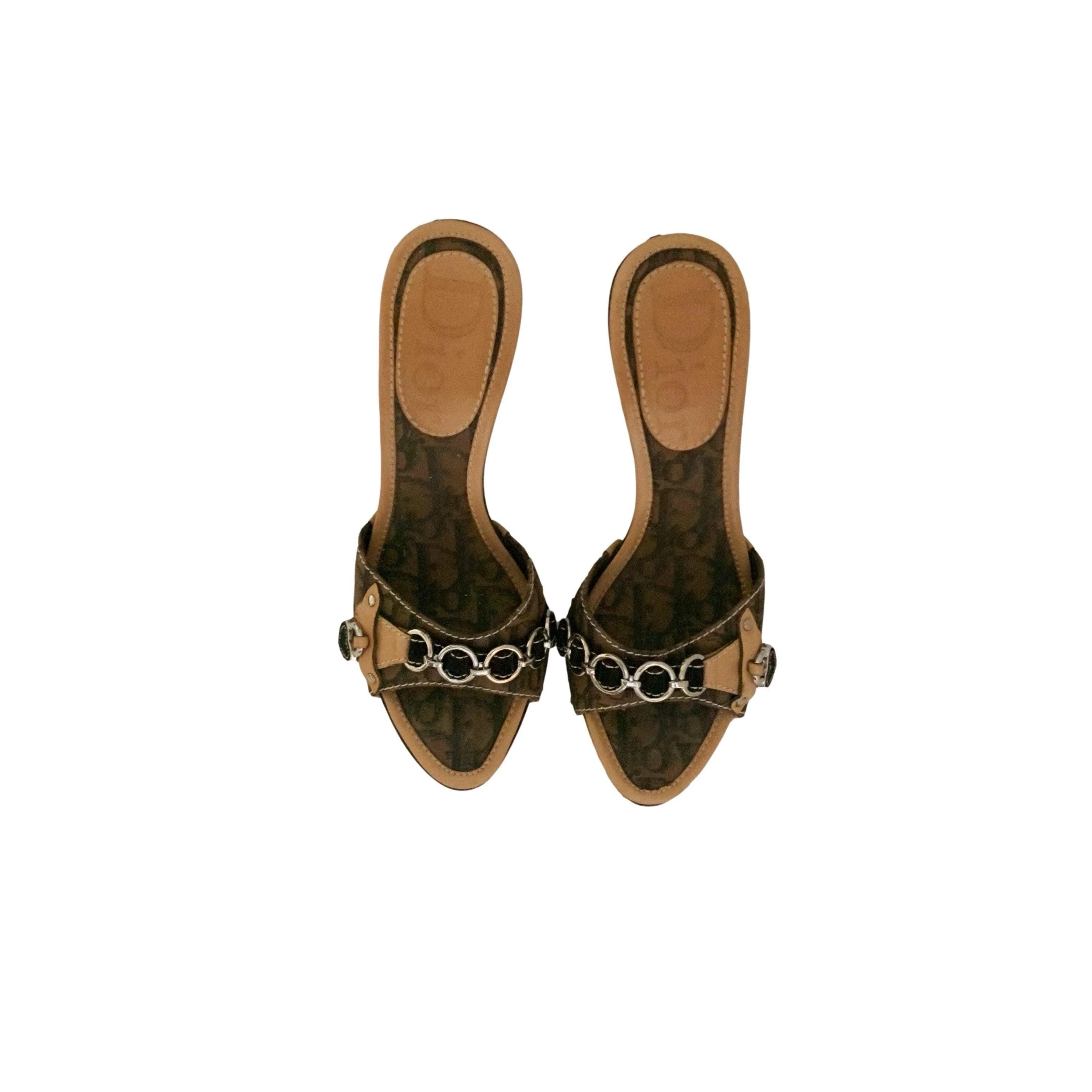 Dior Brown Heart Lock Heels - Image 2