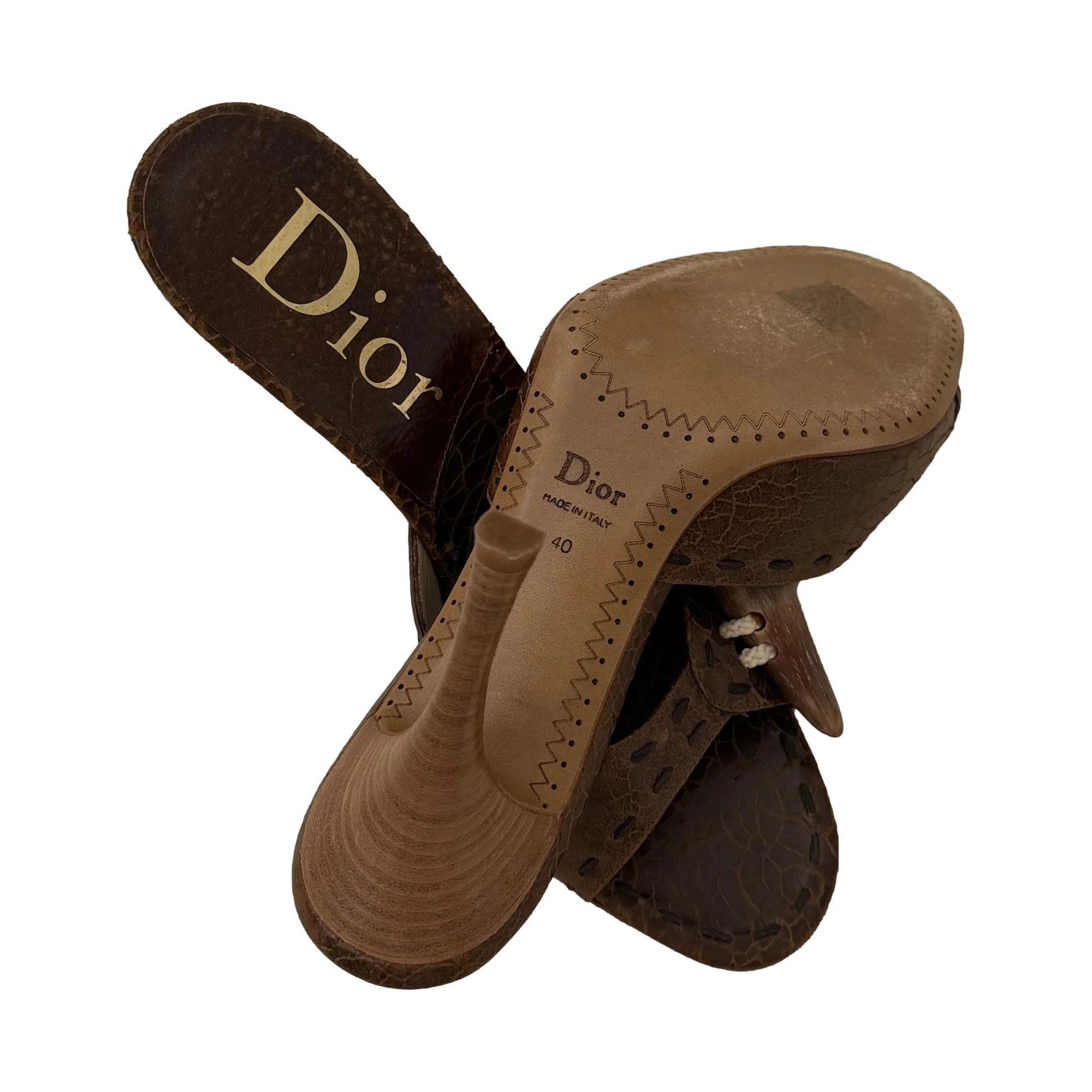 Dior Brown Distressed Heels - Image 4