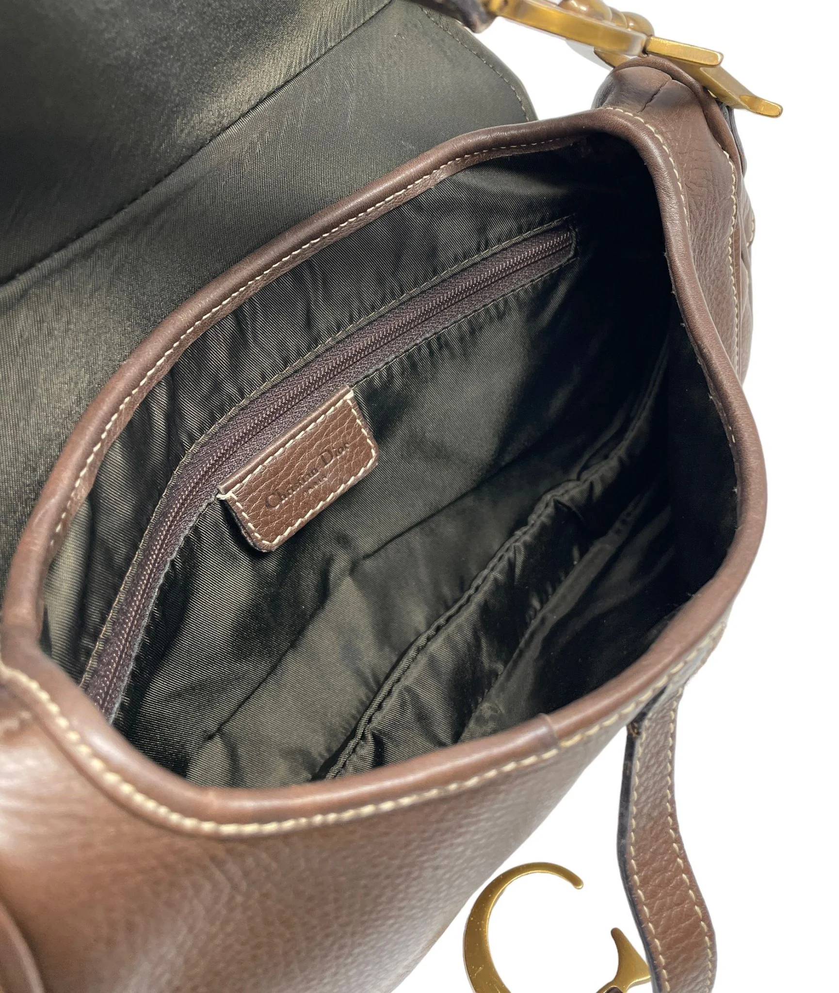 Dior Brown Leather Saddle Bag - Image 3