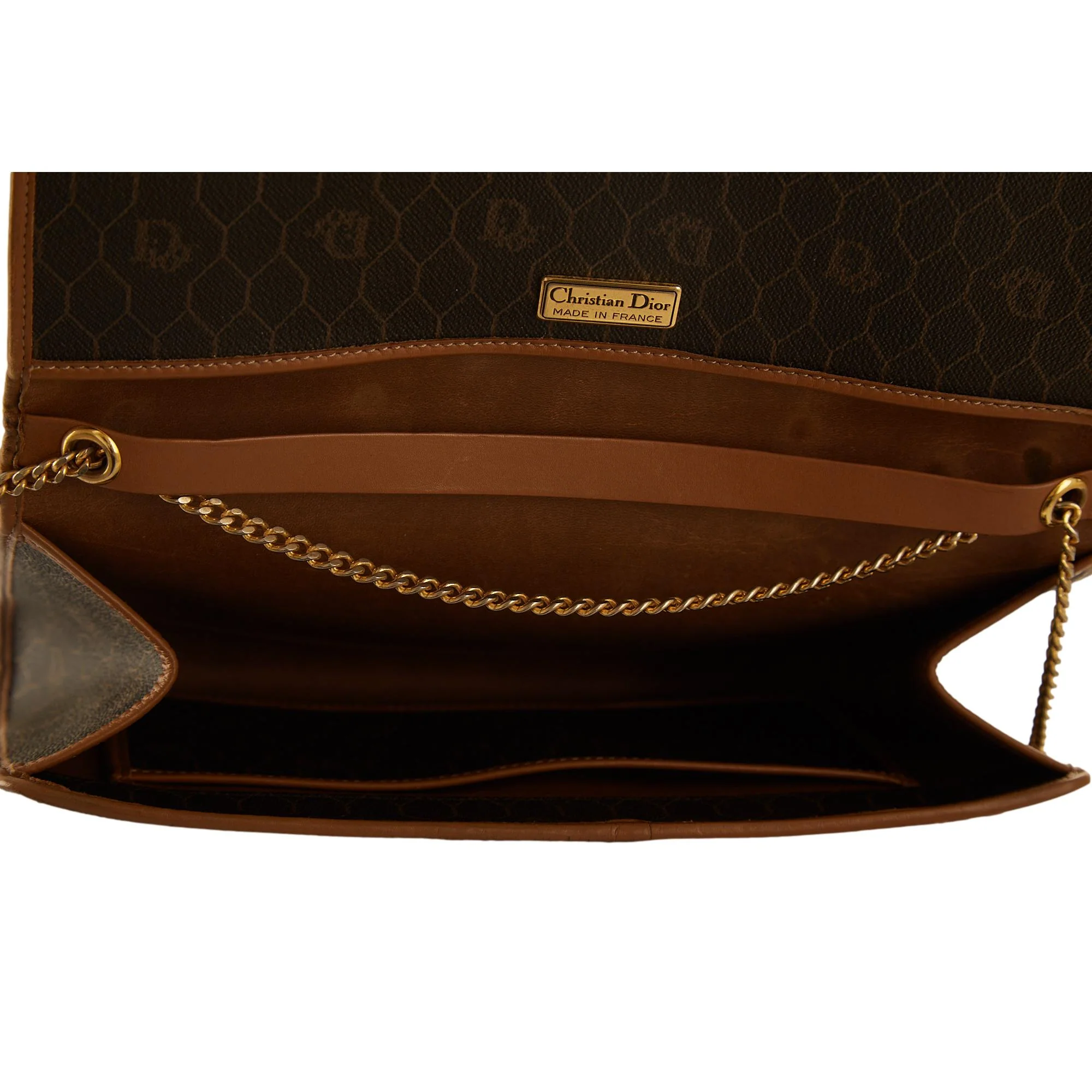 Dior Brown Logo Chain Shoulder Bag - Image 4