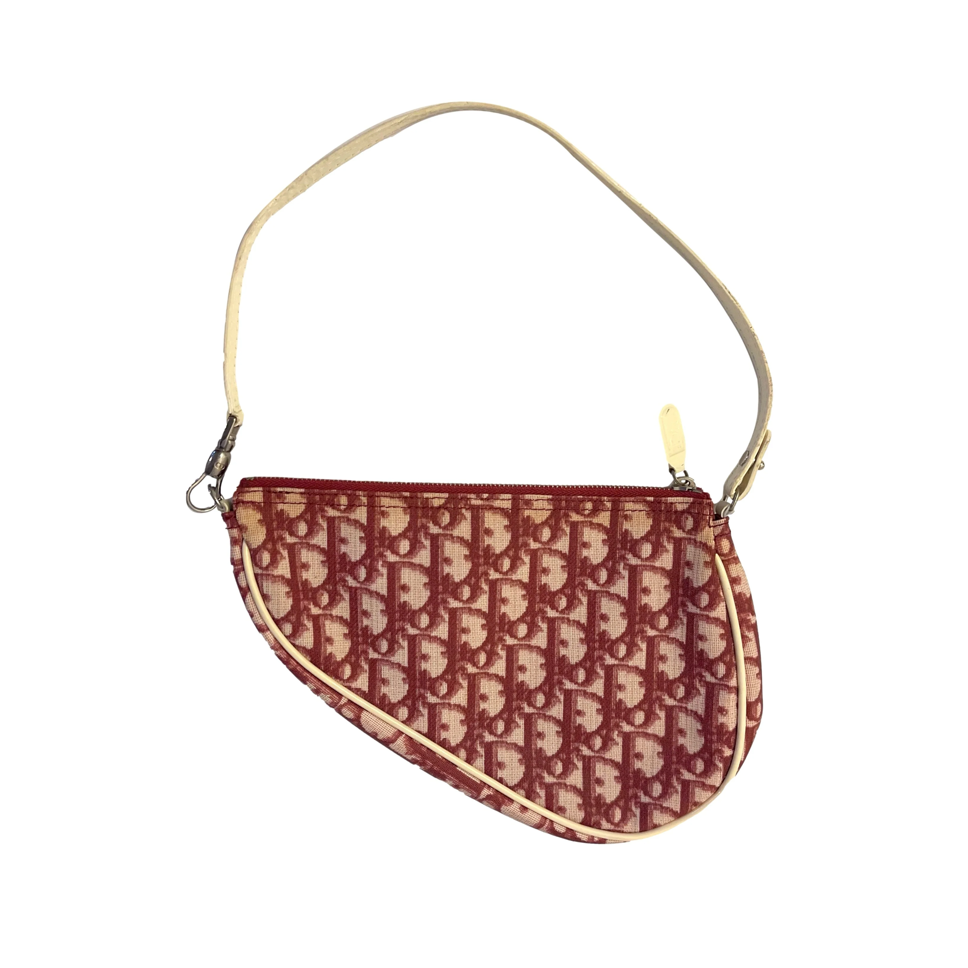 Dior Burgundy Logo Mini Saddle - Image 2