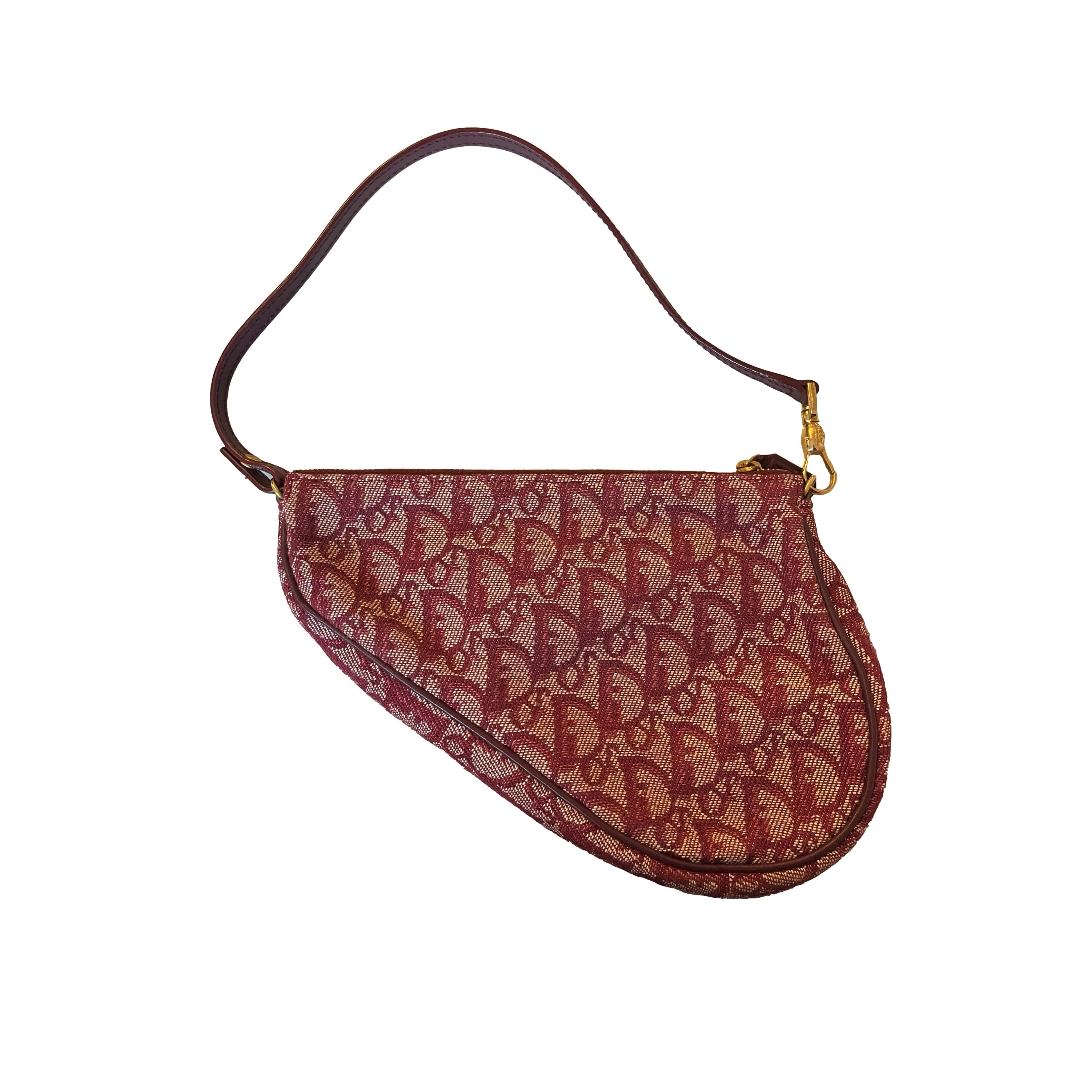 Dior Burgundy Monogram Mini Saddle - Image 2